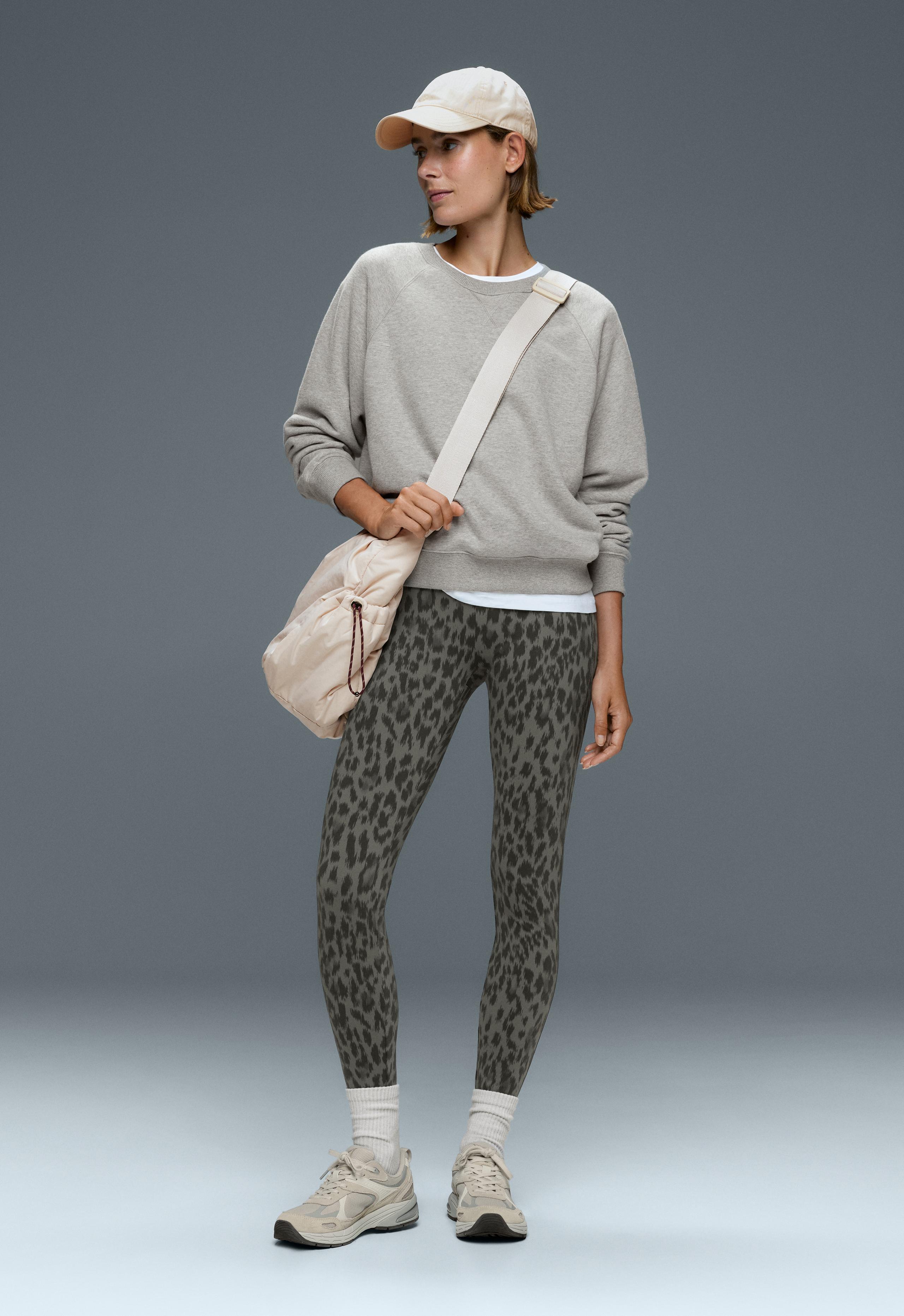 Evermove high-rise leopard ankle-length leggings - CHARCOAL GREY