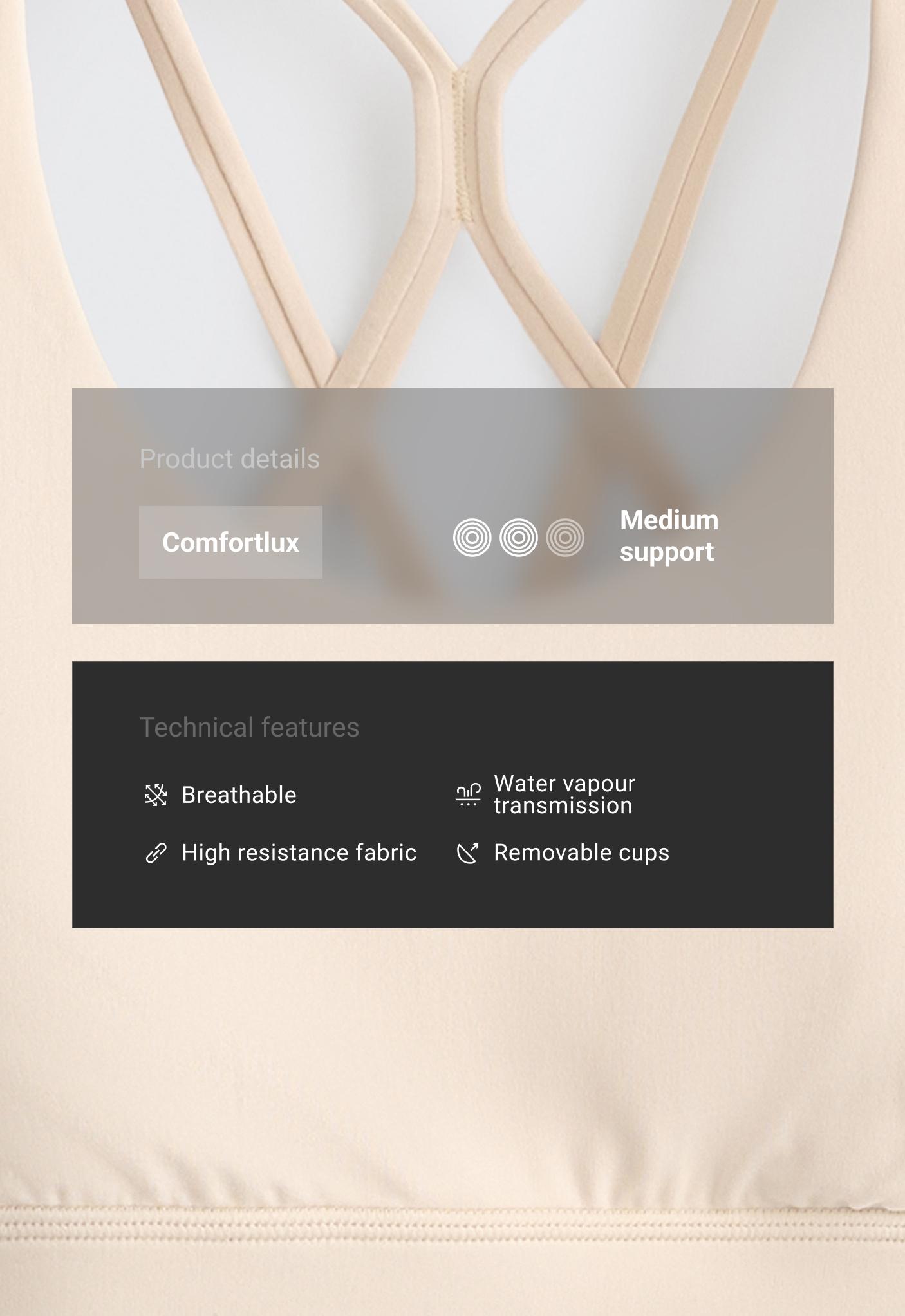 Medium support Comfortlux sports bra with cup - SAND