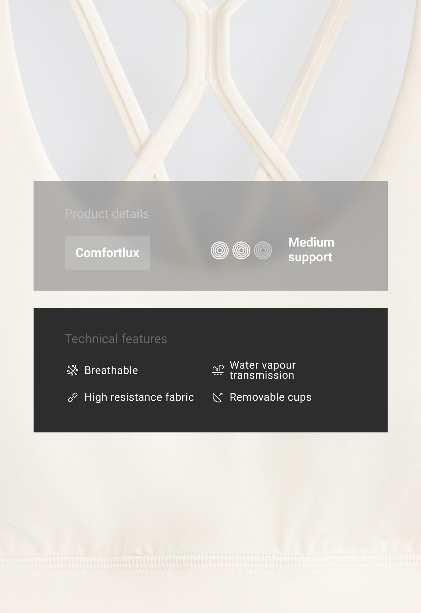 Medium support Comfortlux sports bra with cup - PALE ECRU