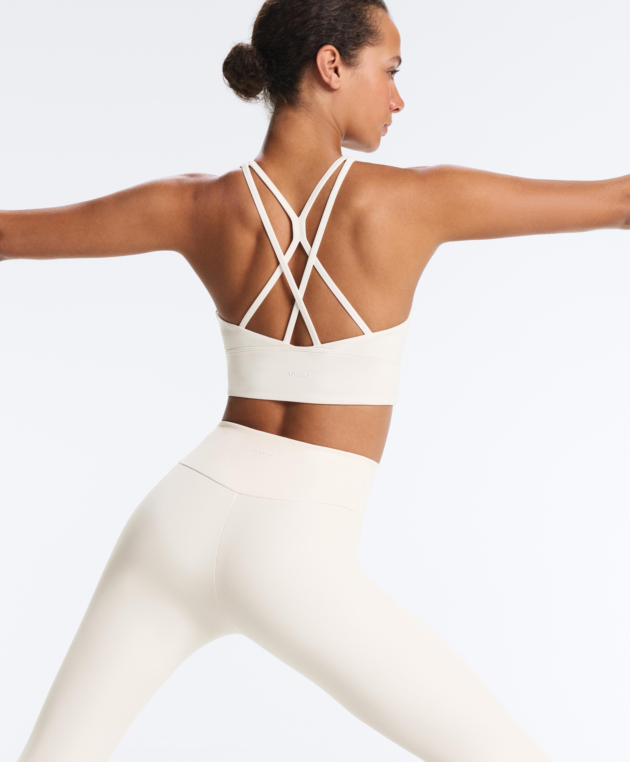 Medium support Comfortlux sports bra with cup - PALE ECRU