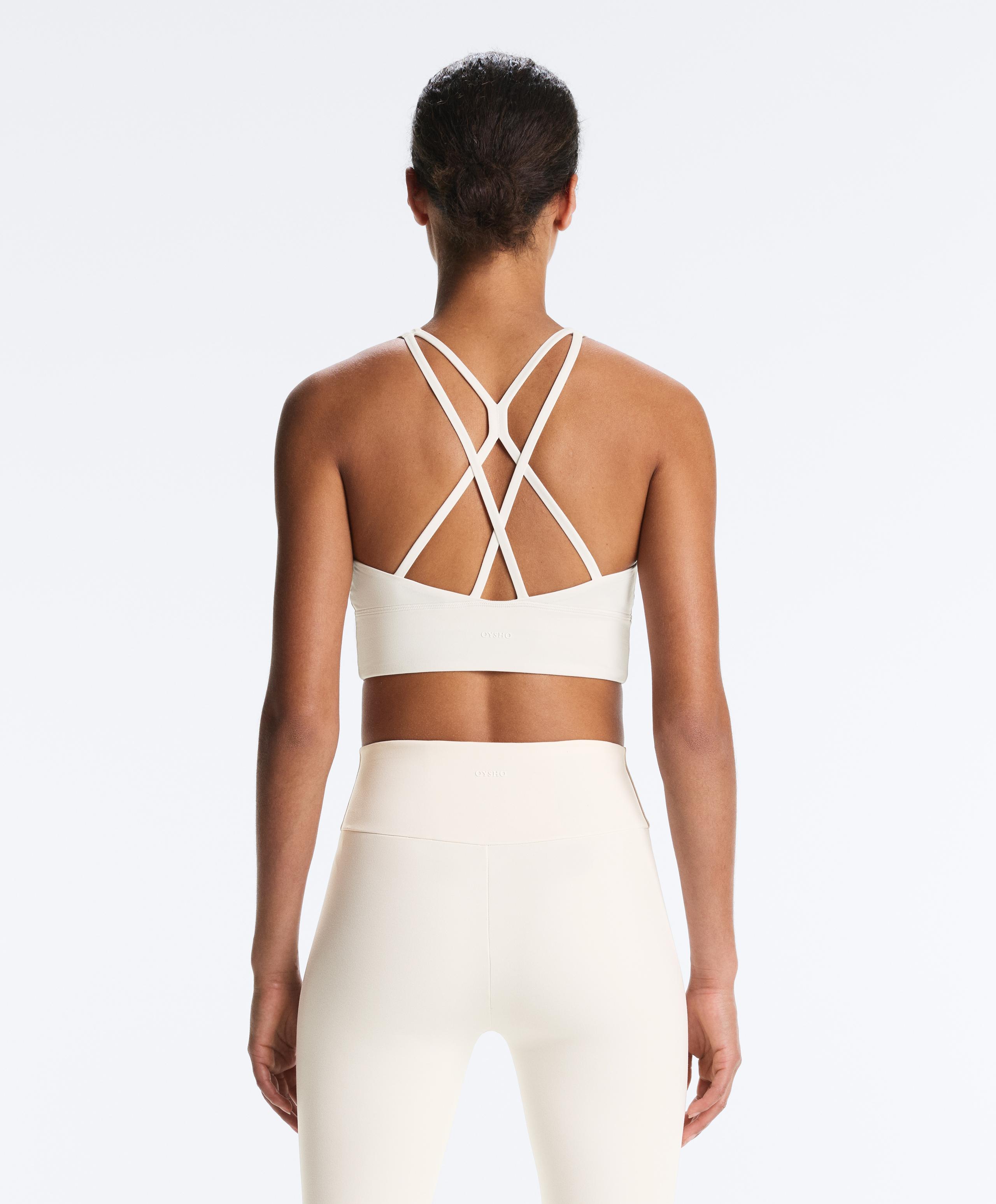 Medium support Comfortlux sports bra with cup - PALE ECRU