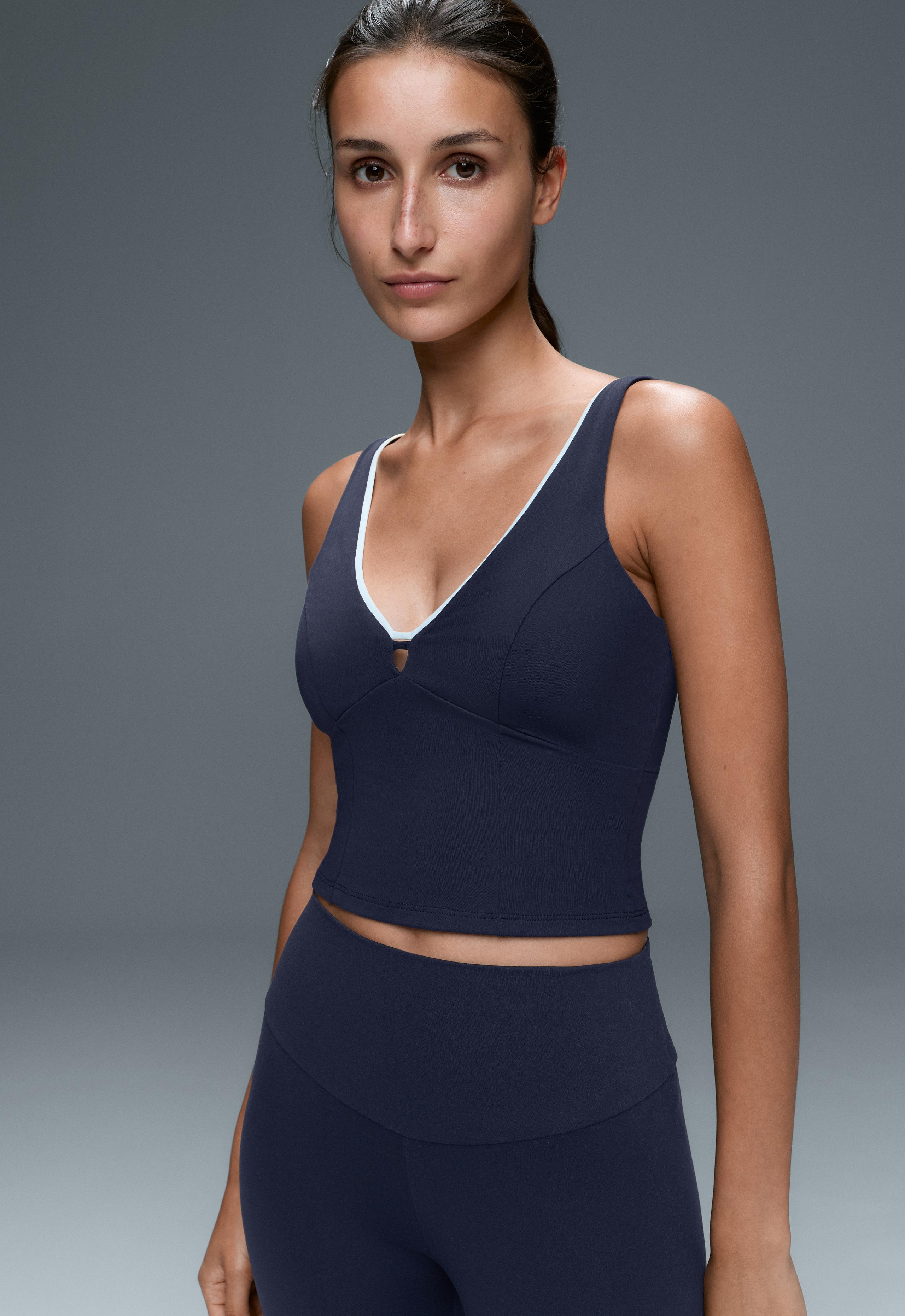Comfortlux V-neck strappy tank top - NAVY BLUE
