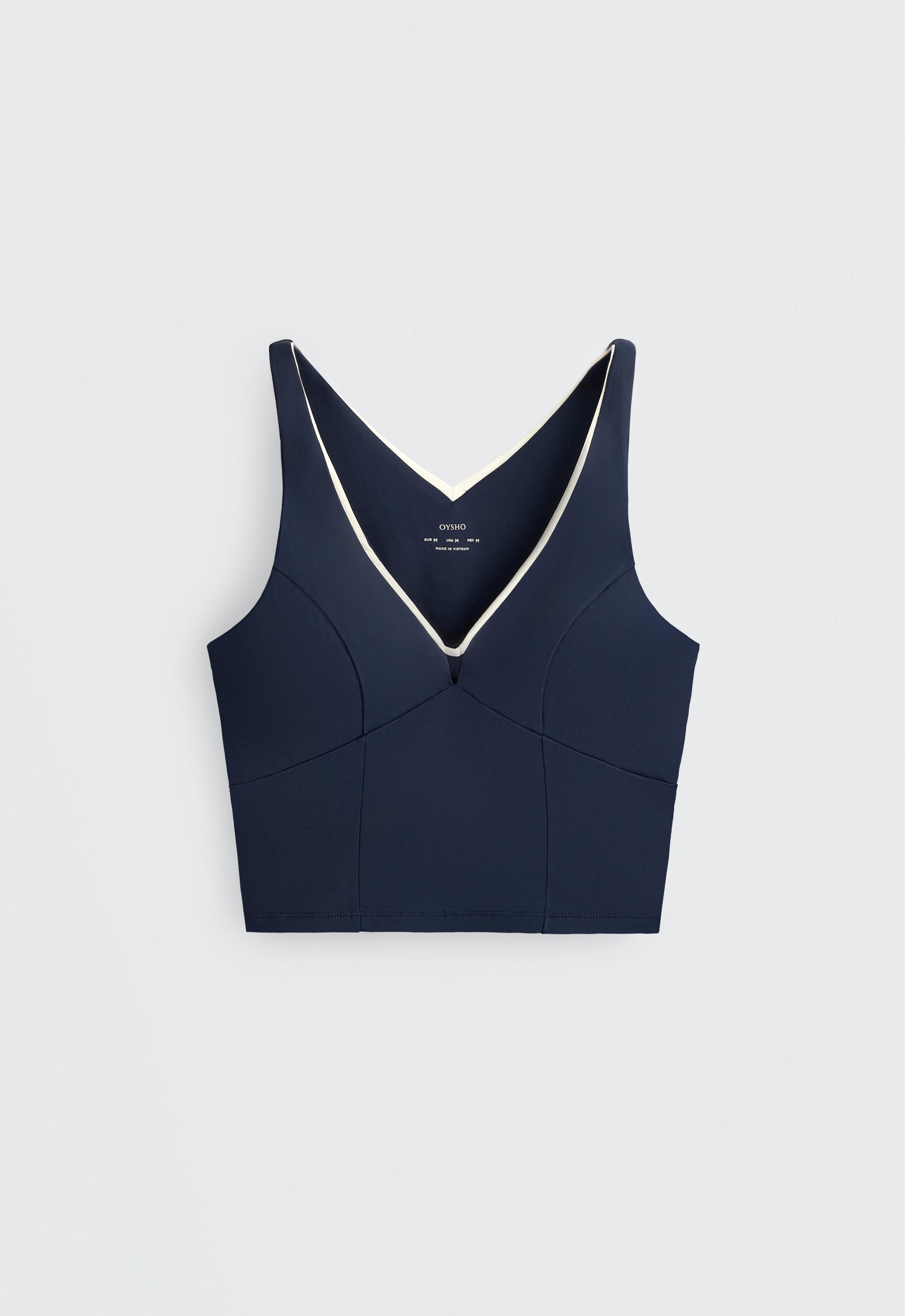 Comfortlux V-neck strappy tank top - NAVY BLUE