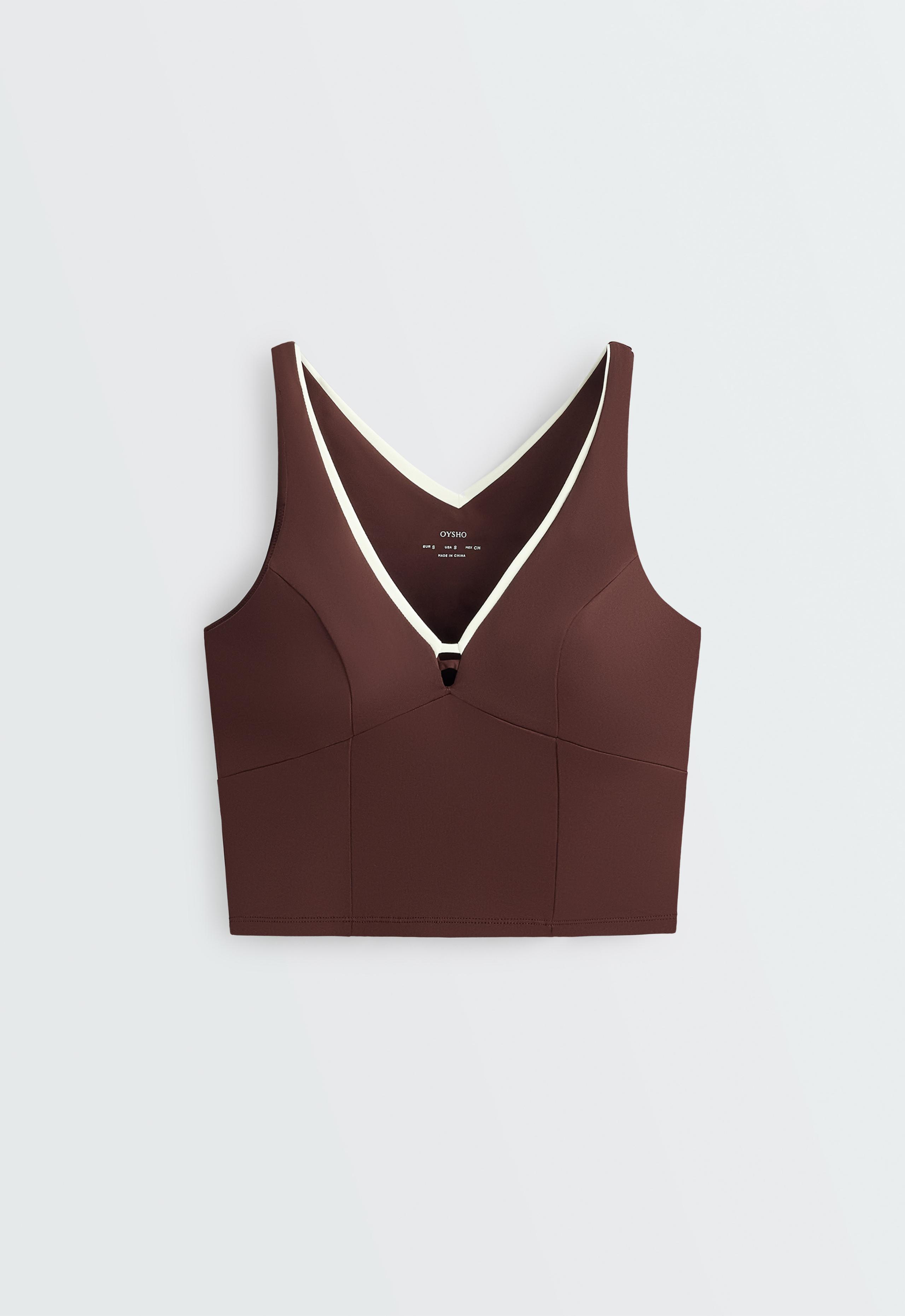 Comfortlux V-neck strappy tank top - CHOCOLATE
