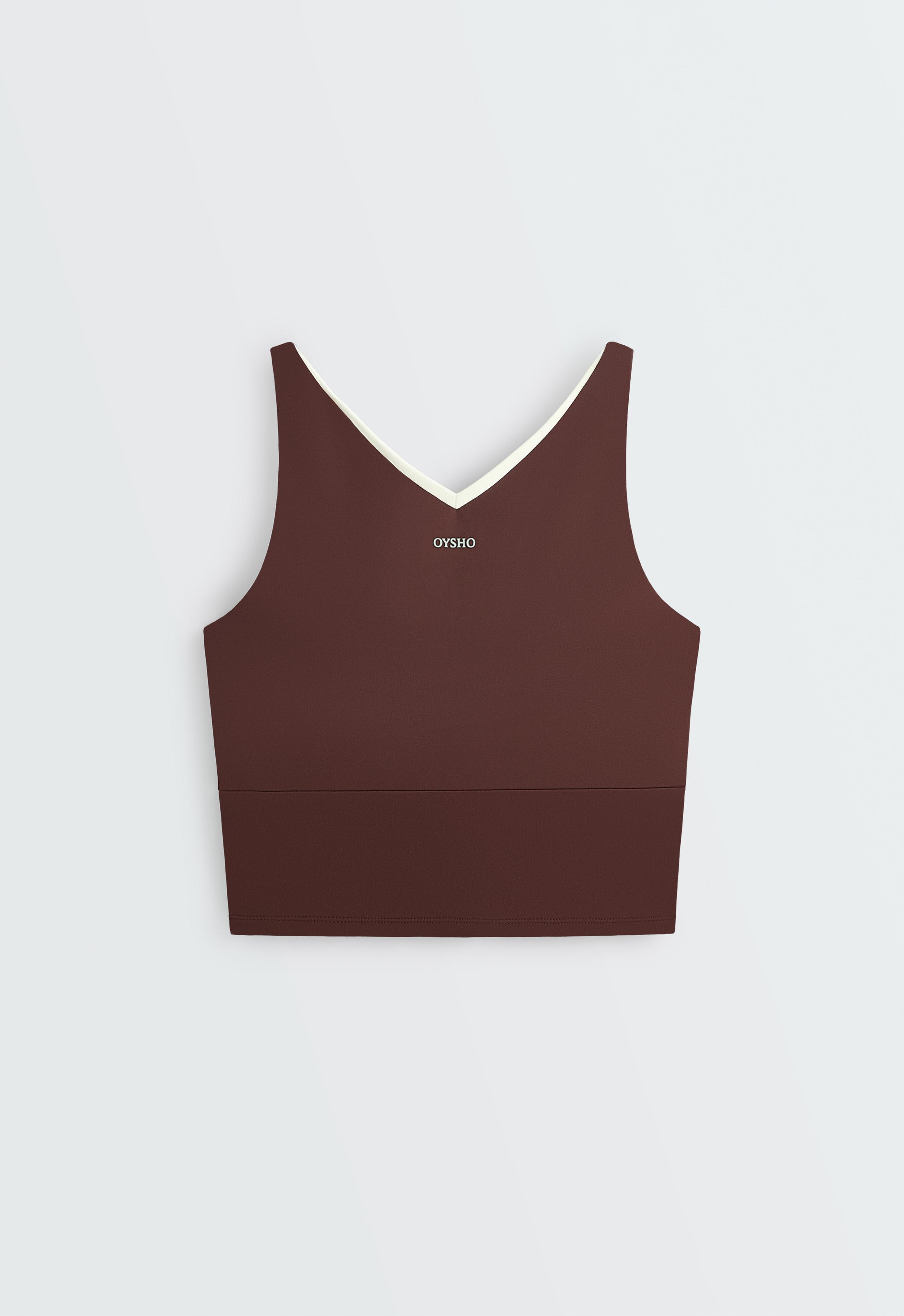 Comfortlux V-neck strappy tank top - CHOCOLATE
