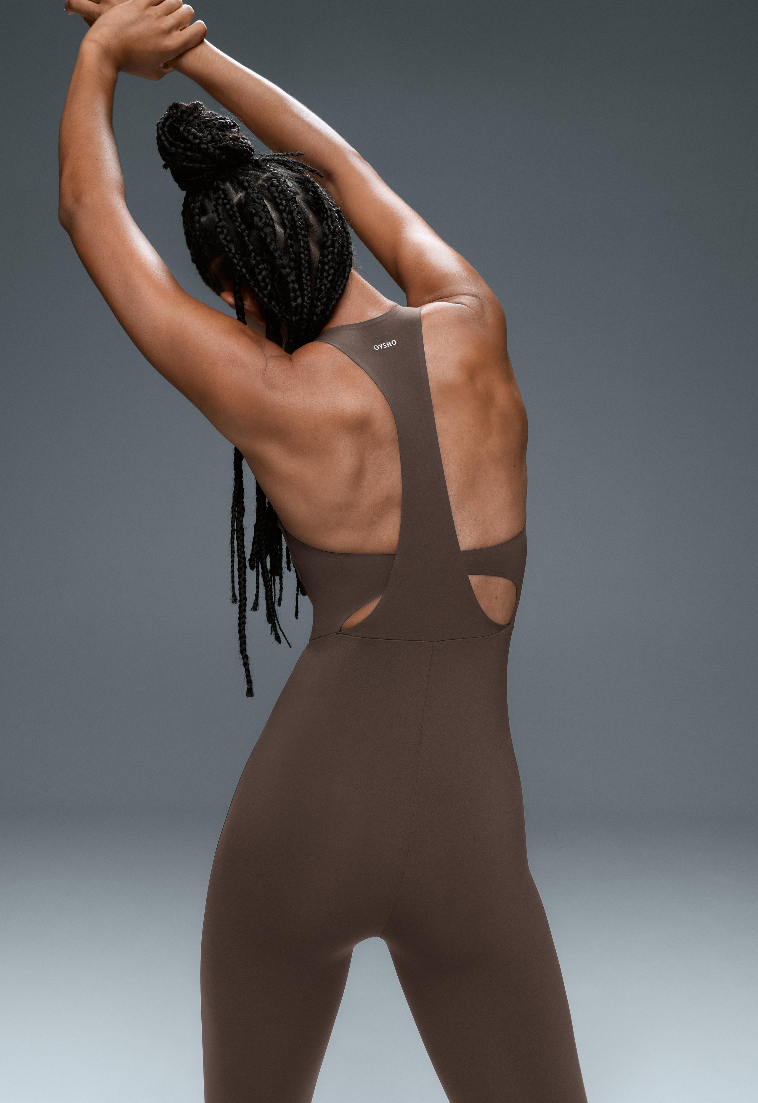 Long compressive jumpsuit - BROWN
