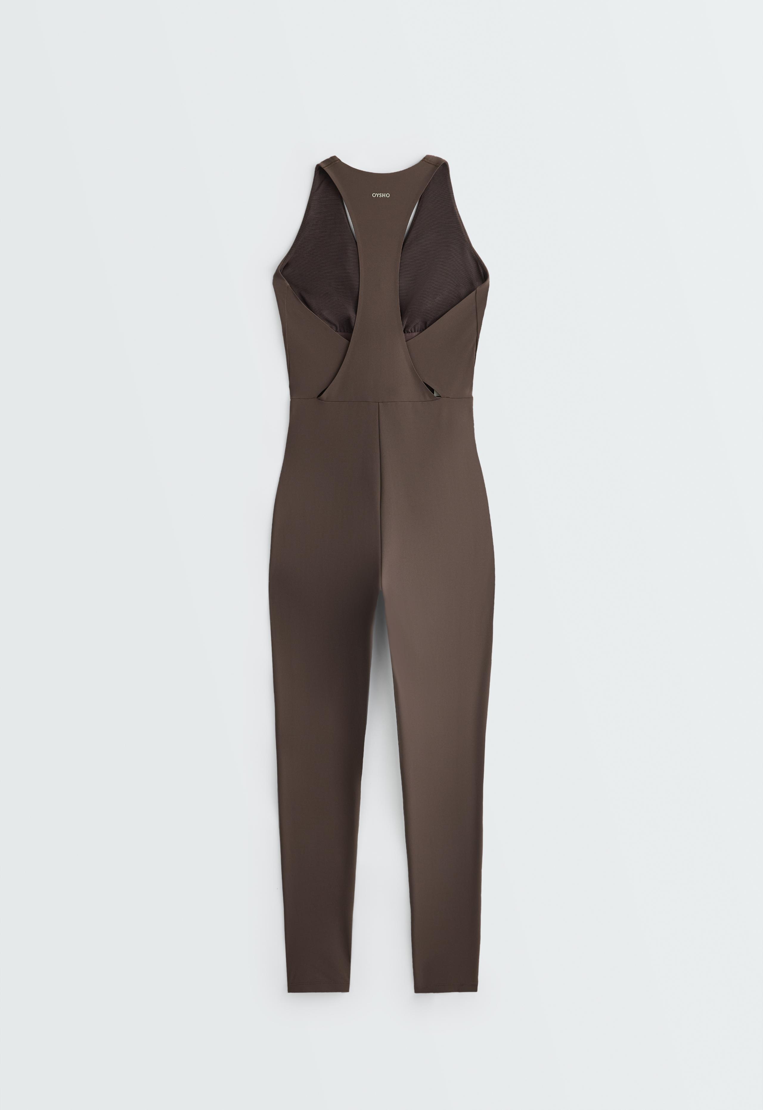 Long compressive jumpsuit - BROWN