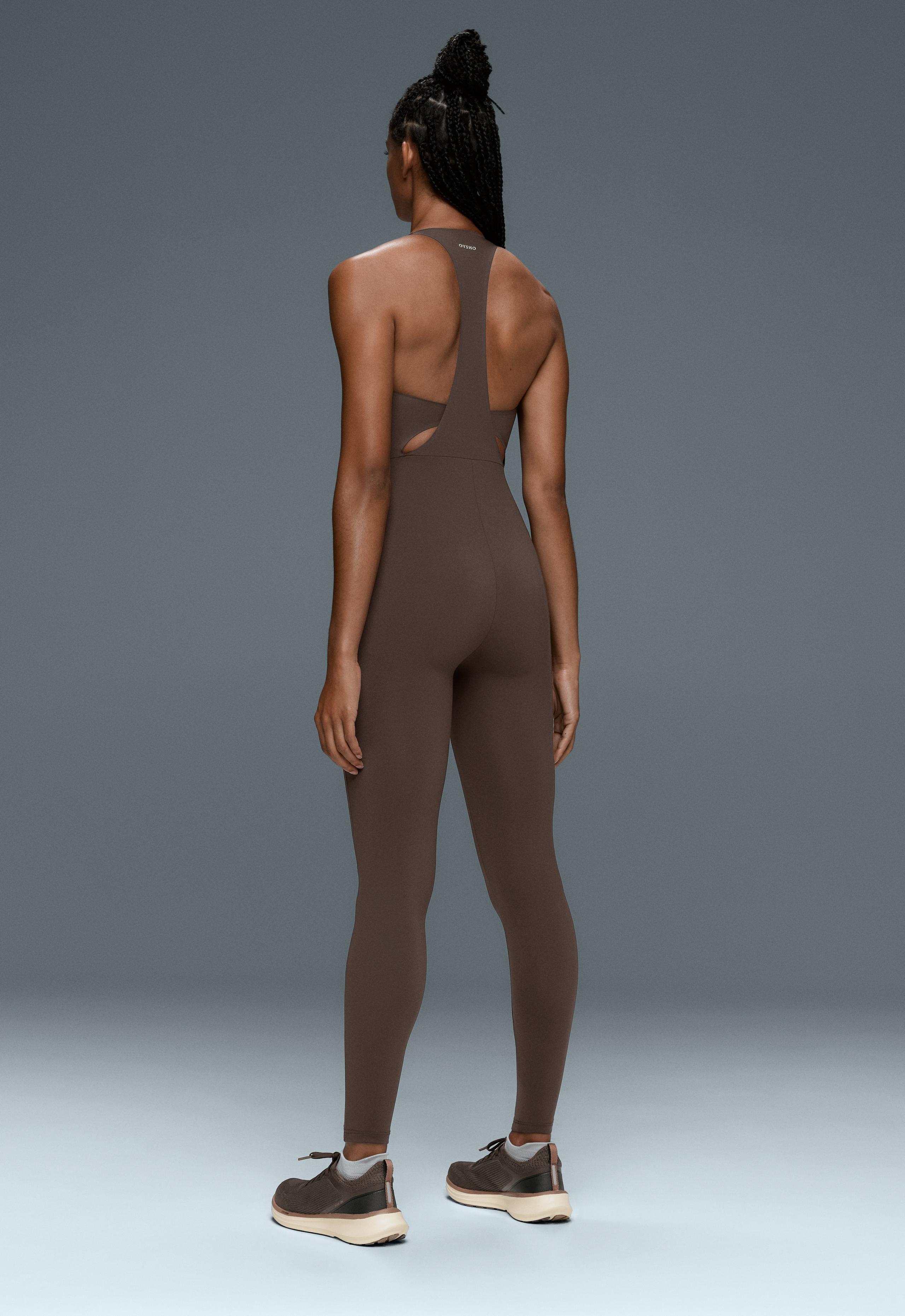 Long compressive jumpsuit - BROWN