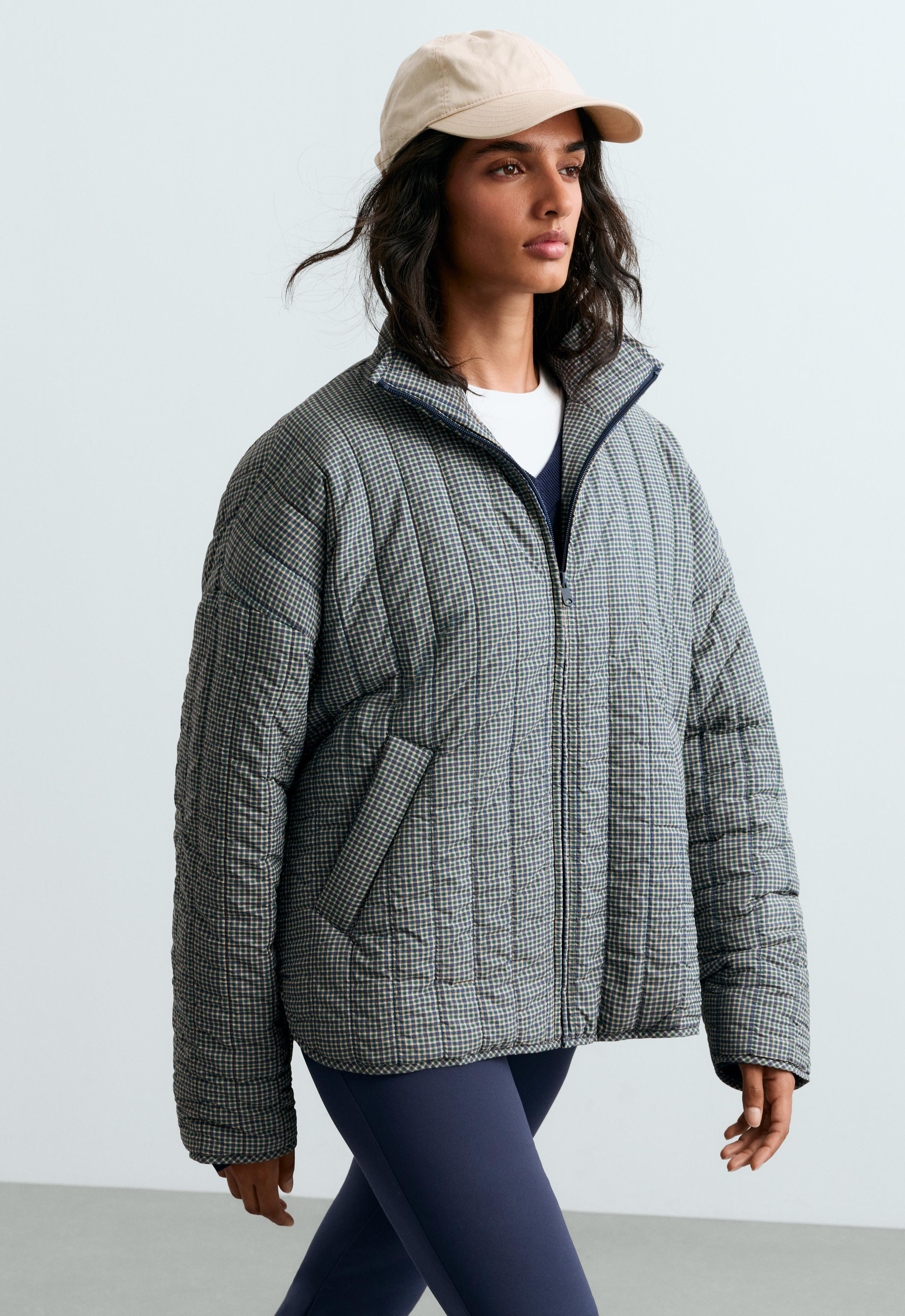 Check midi padded jacket - BRIGHT LAVENDER