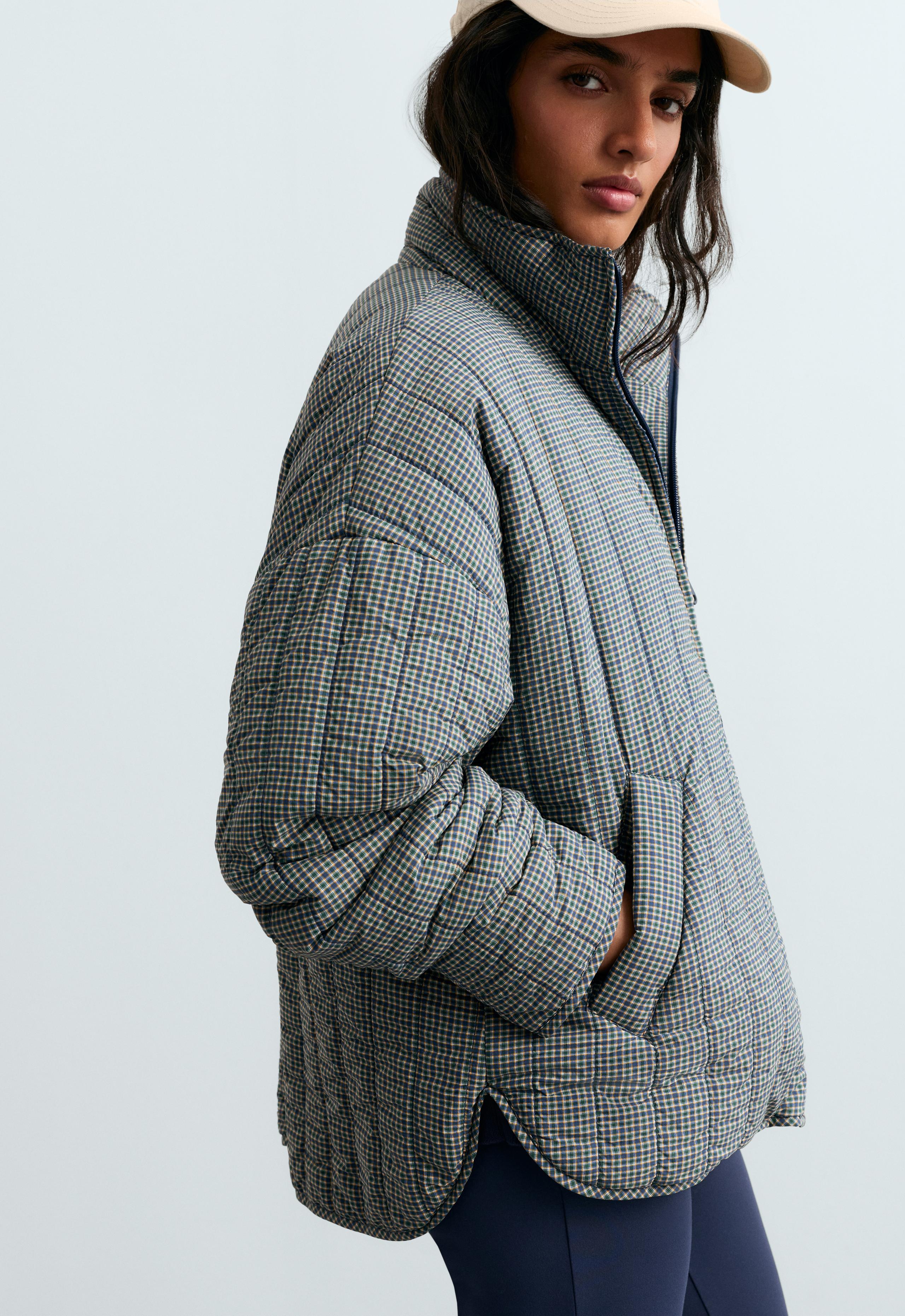 Check midi padded jacket - BRIGHT LAVENDER