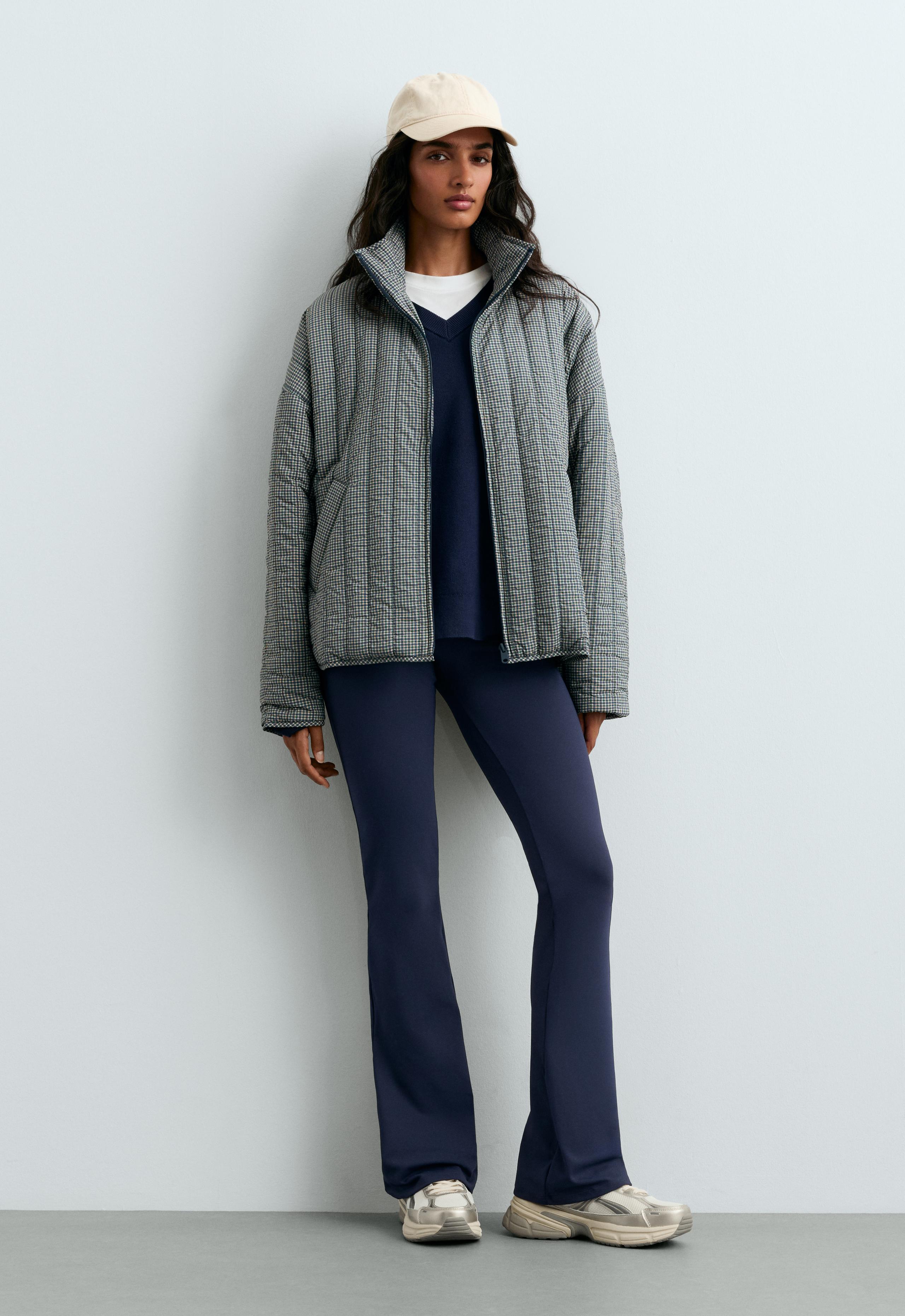 Check midi padded jacket - BRIGHT LAVENDER