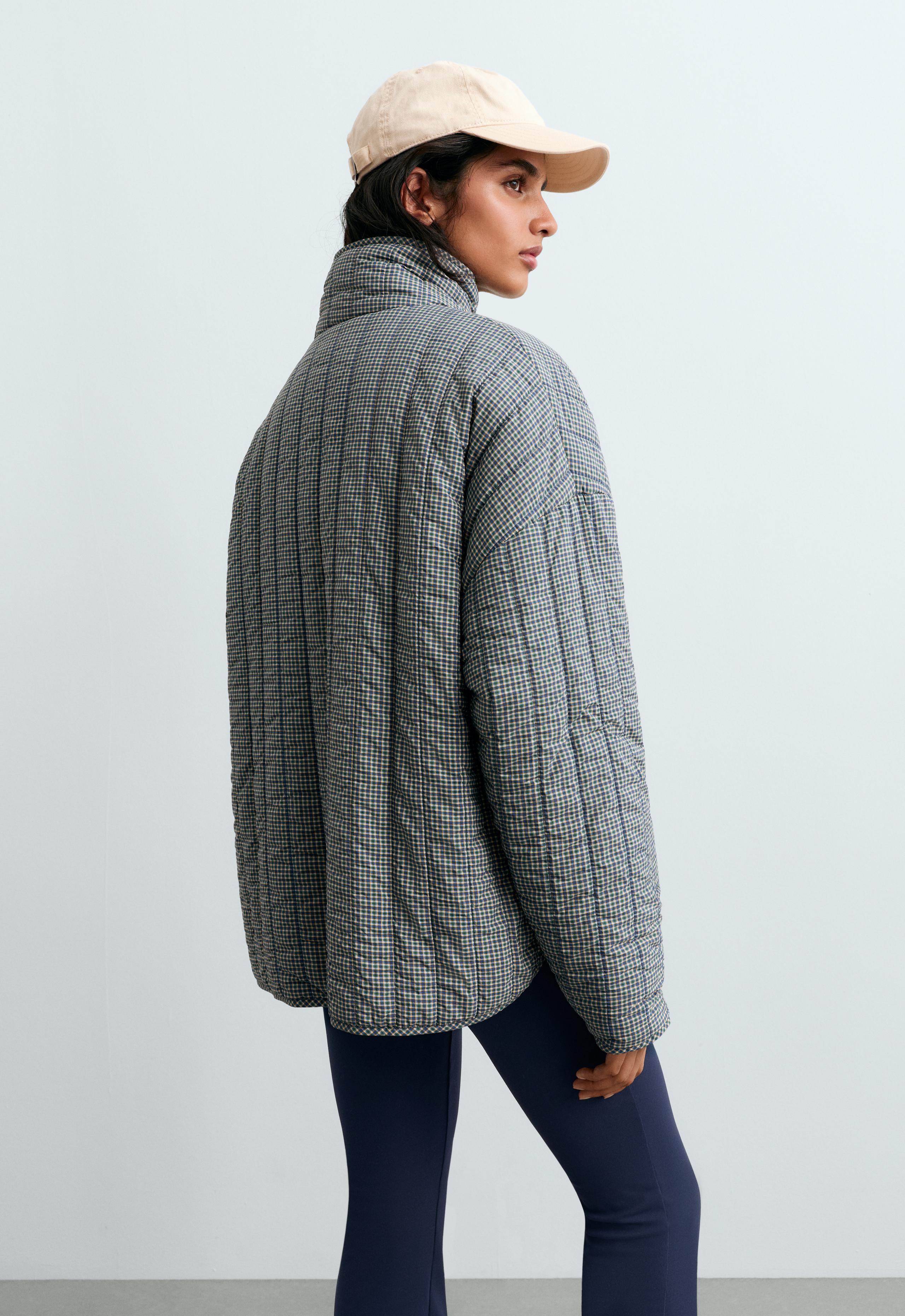 Check midi padded jacket - BRIGHT LAVENDER