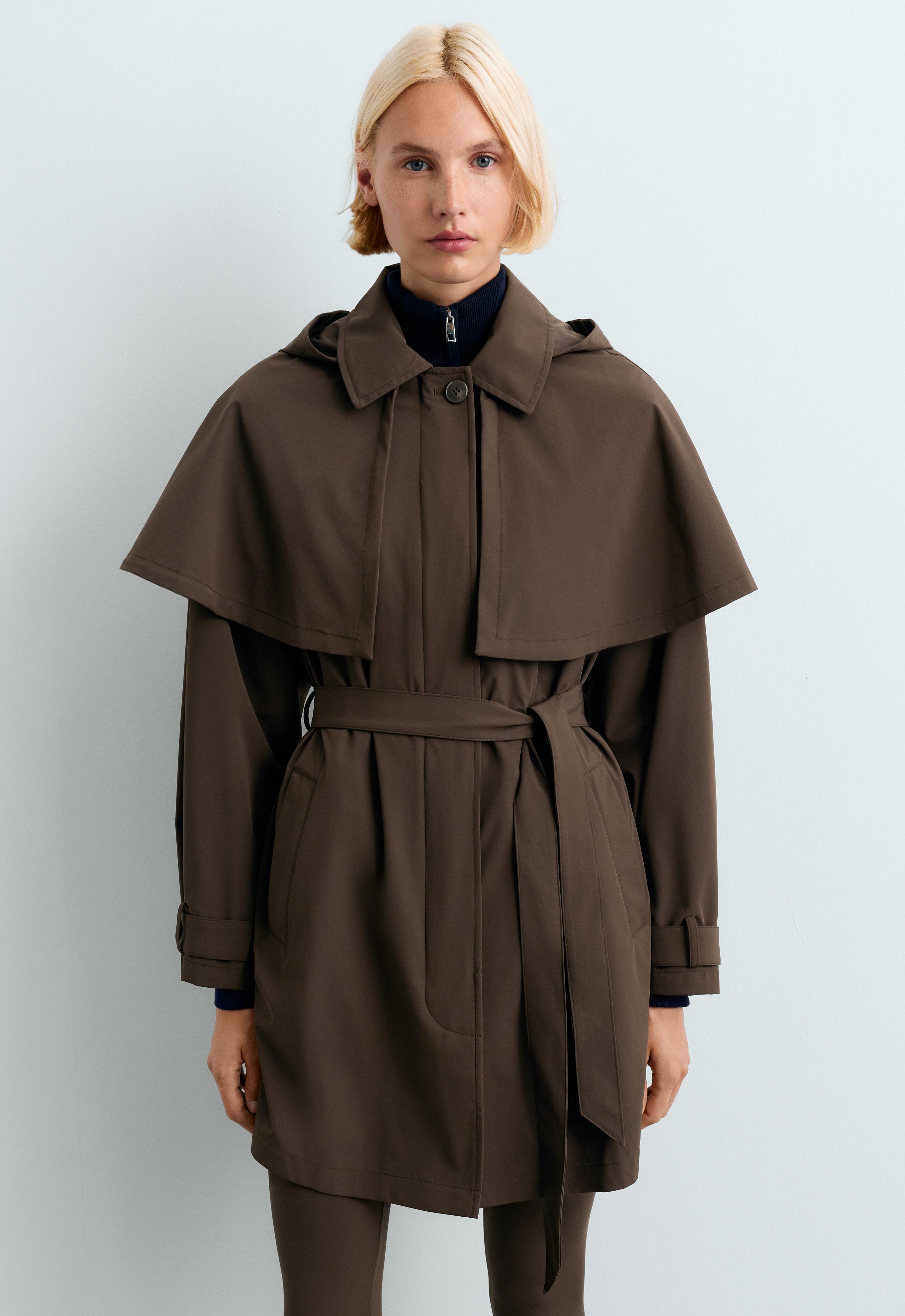 Long extra lightweight 10k waterproof cape jacket - BROWN