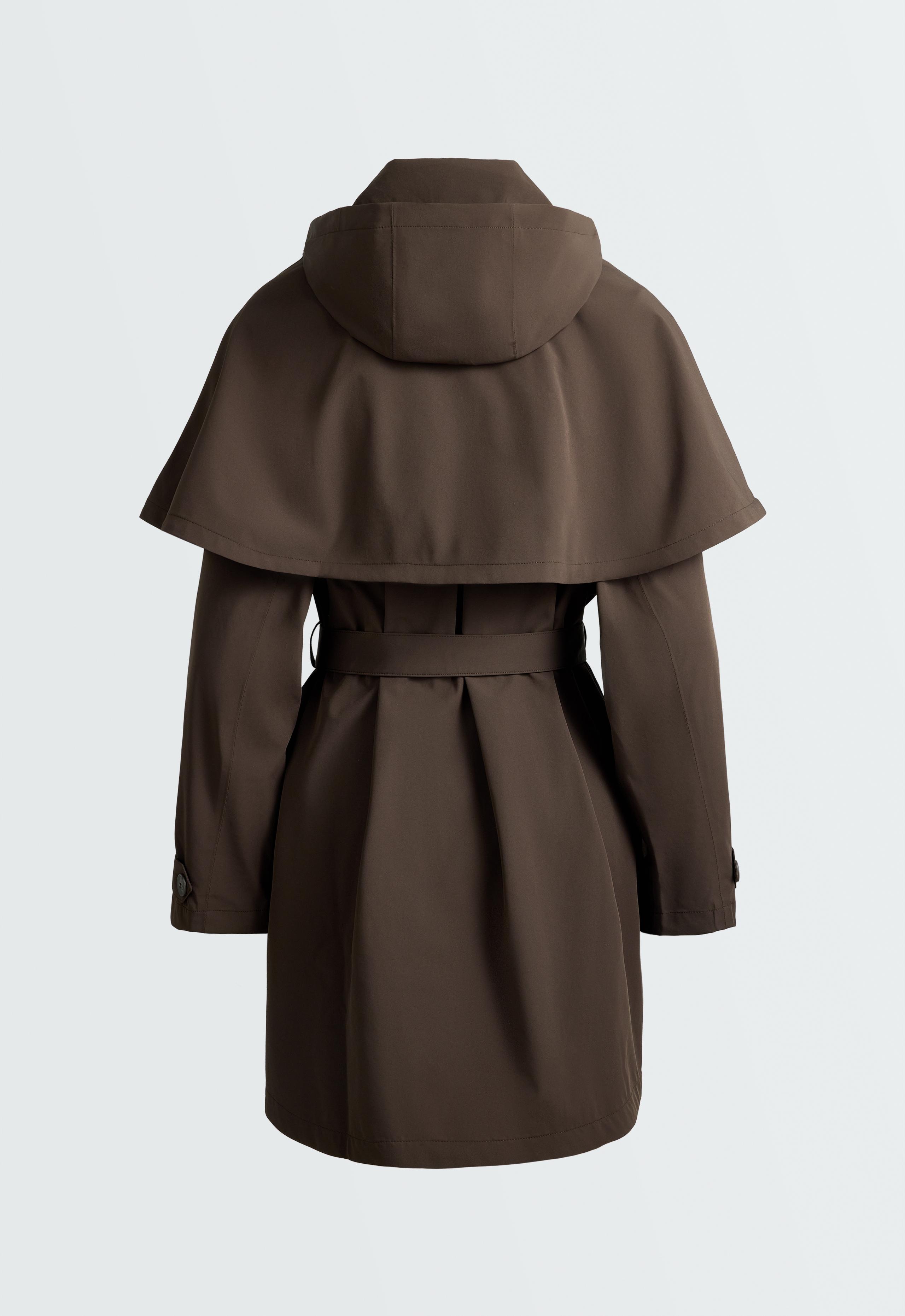 Long extra lightweight 10k waterproof cape jacket - BROWN
