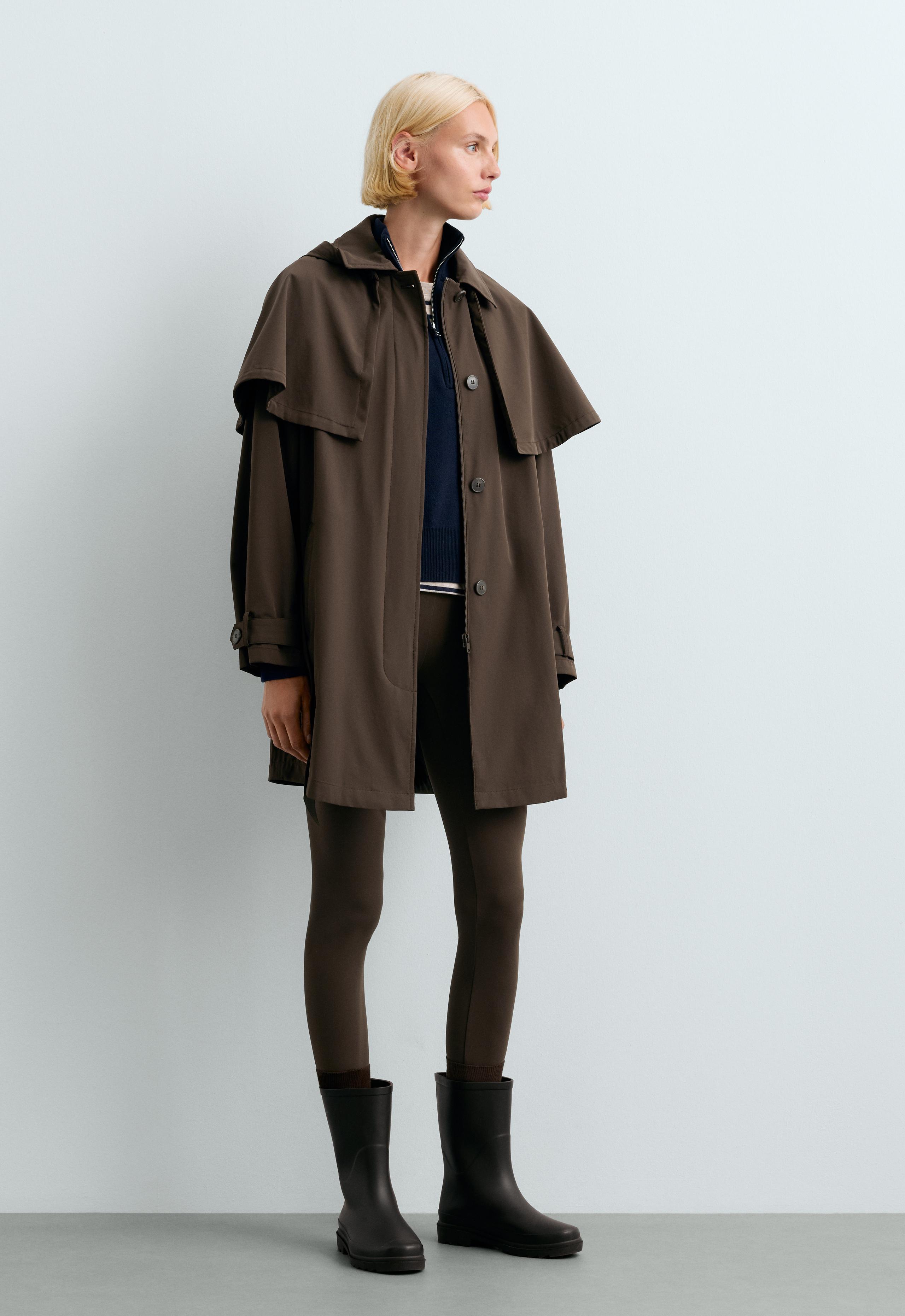 Long extra lightweight 10k waterproof cape jacket - BROWN