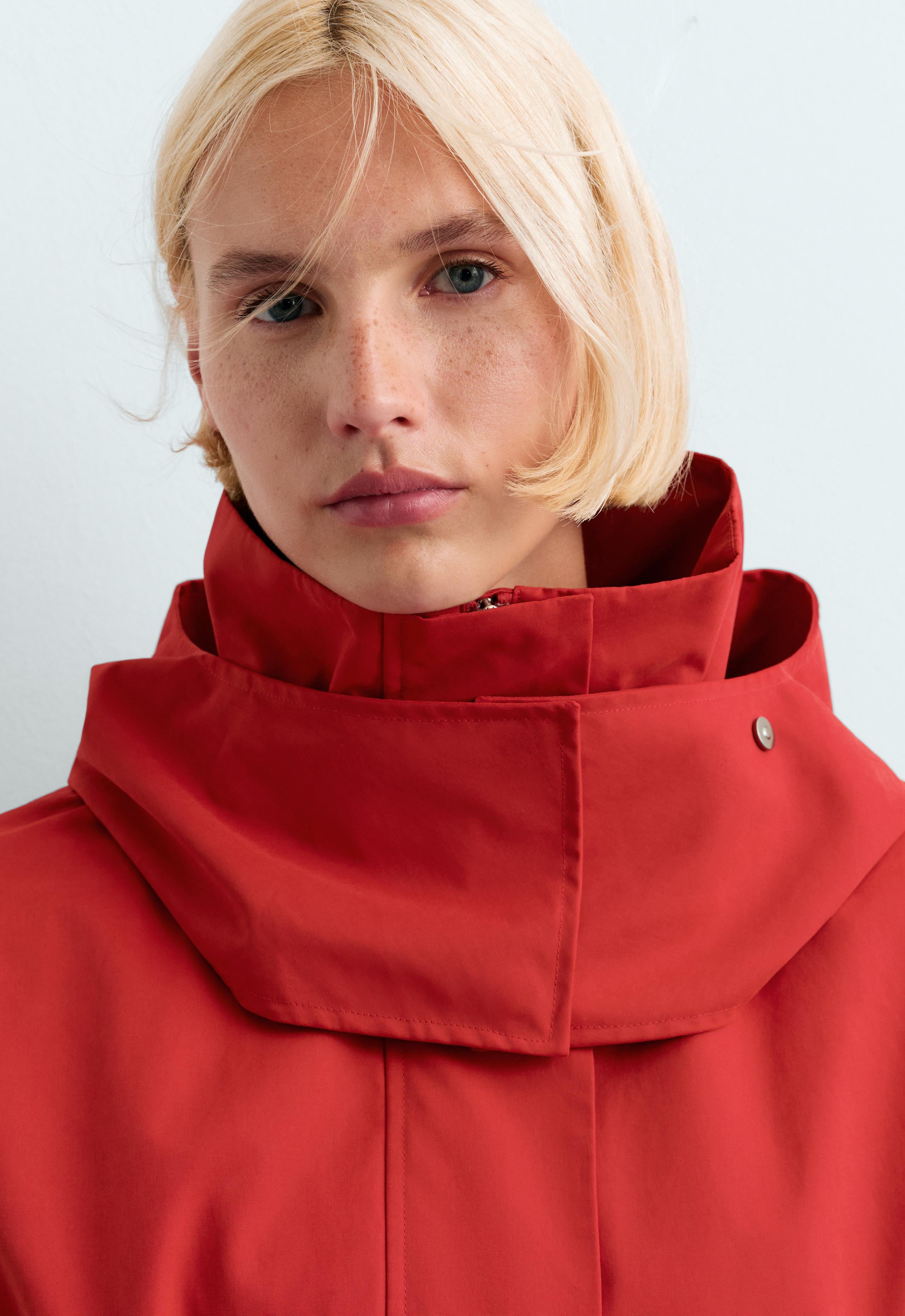 A-line cotton 10k waterproof jacket - GERANIUM RED