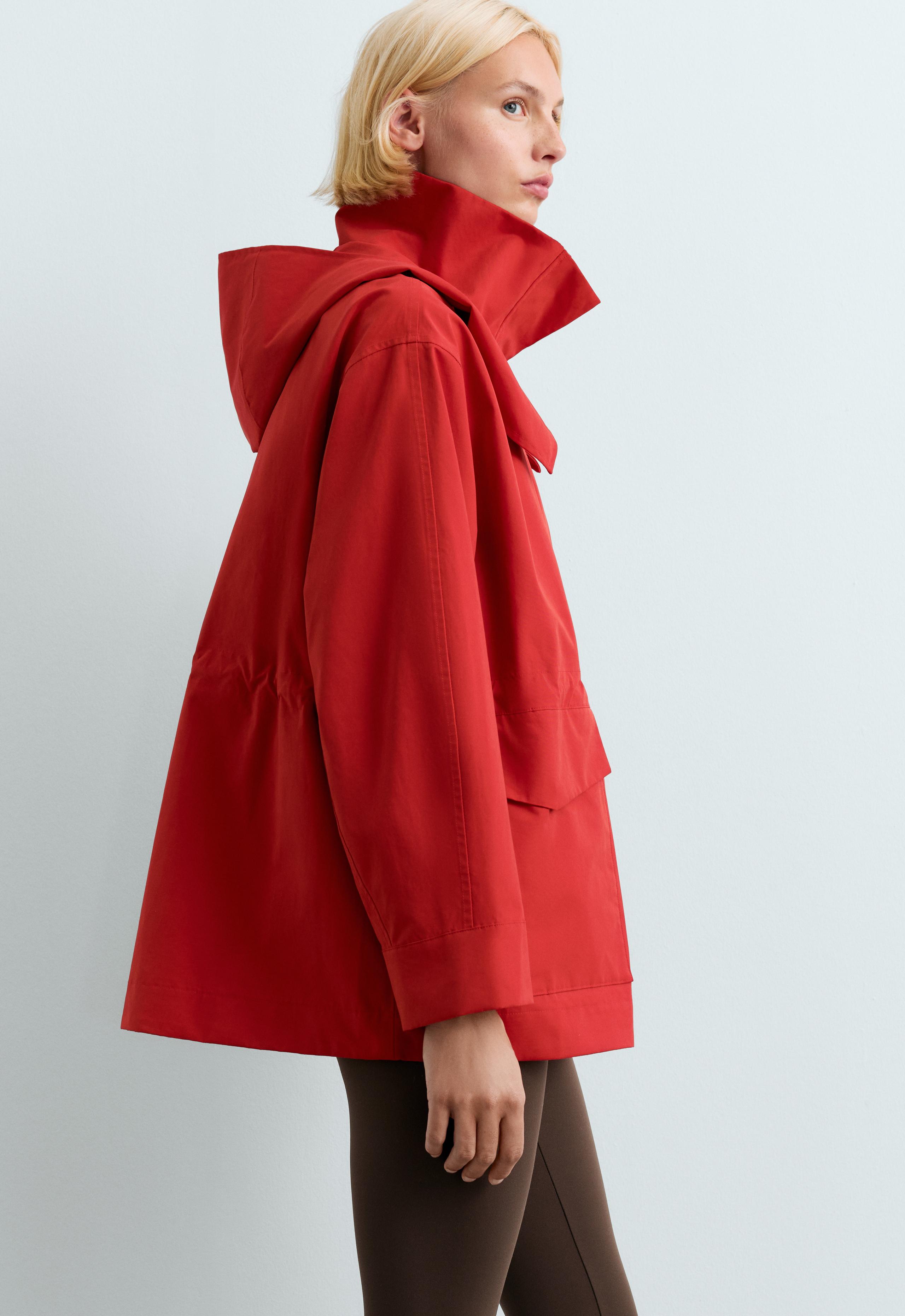 A-line cotton 10k waterproof jacket - GERANIUM RED