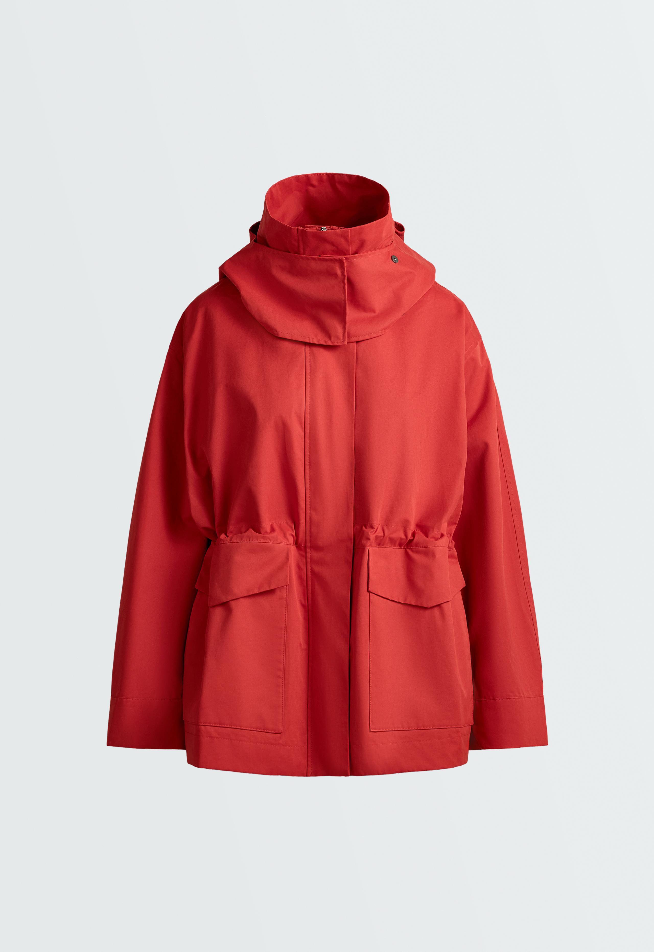 A-line cotton 10k waterproof jacket - GERANIUM RED