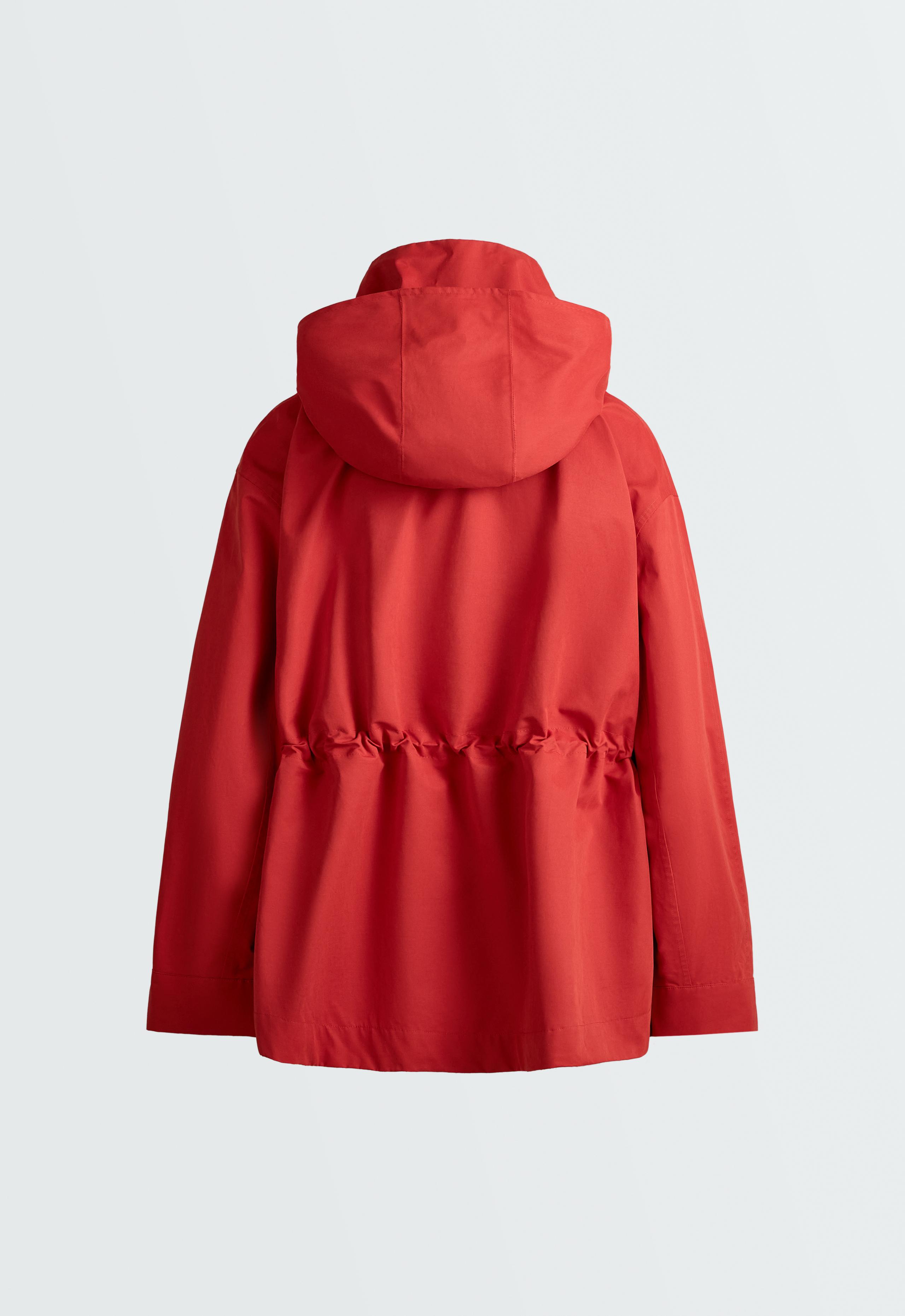 A-line cotton 10k waterproof jacket - GERANIUM RED