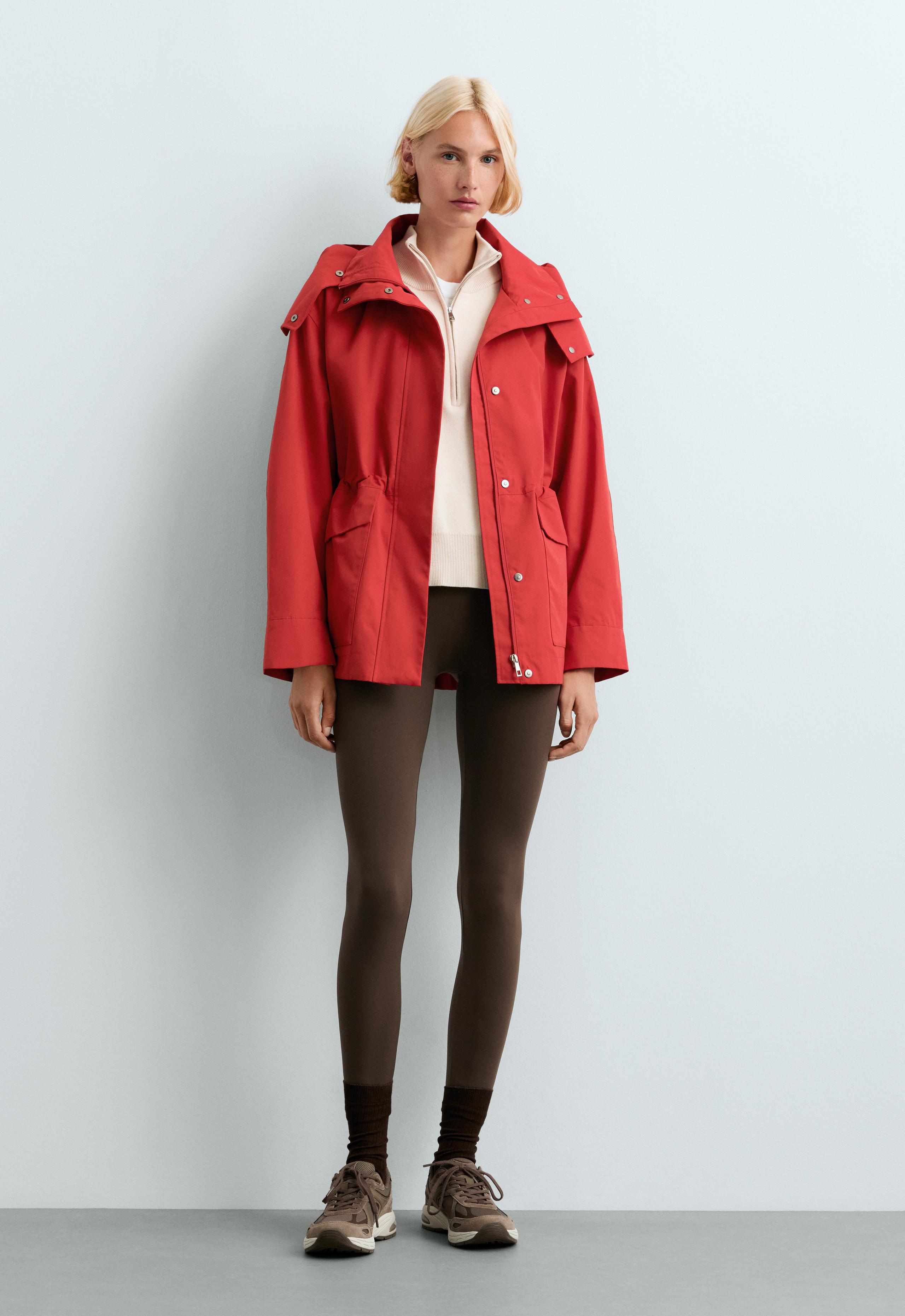 A-line cotton 10k waterproof jacket - GERANIUM RED
