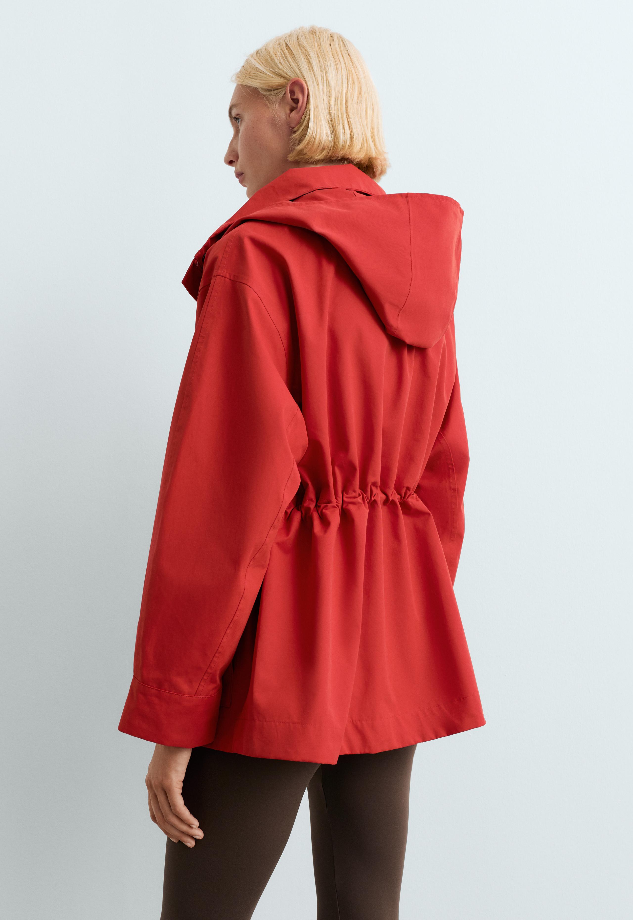 A-line cotton 10k waterproof jacket - GERANIUM RED