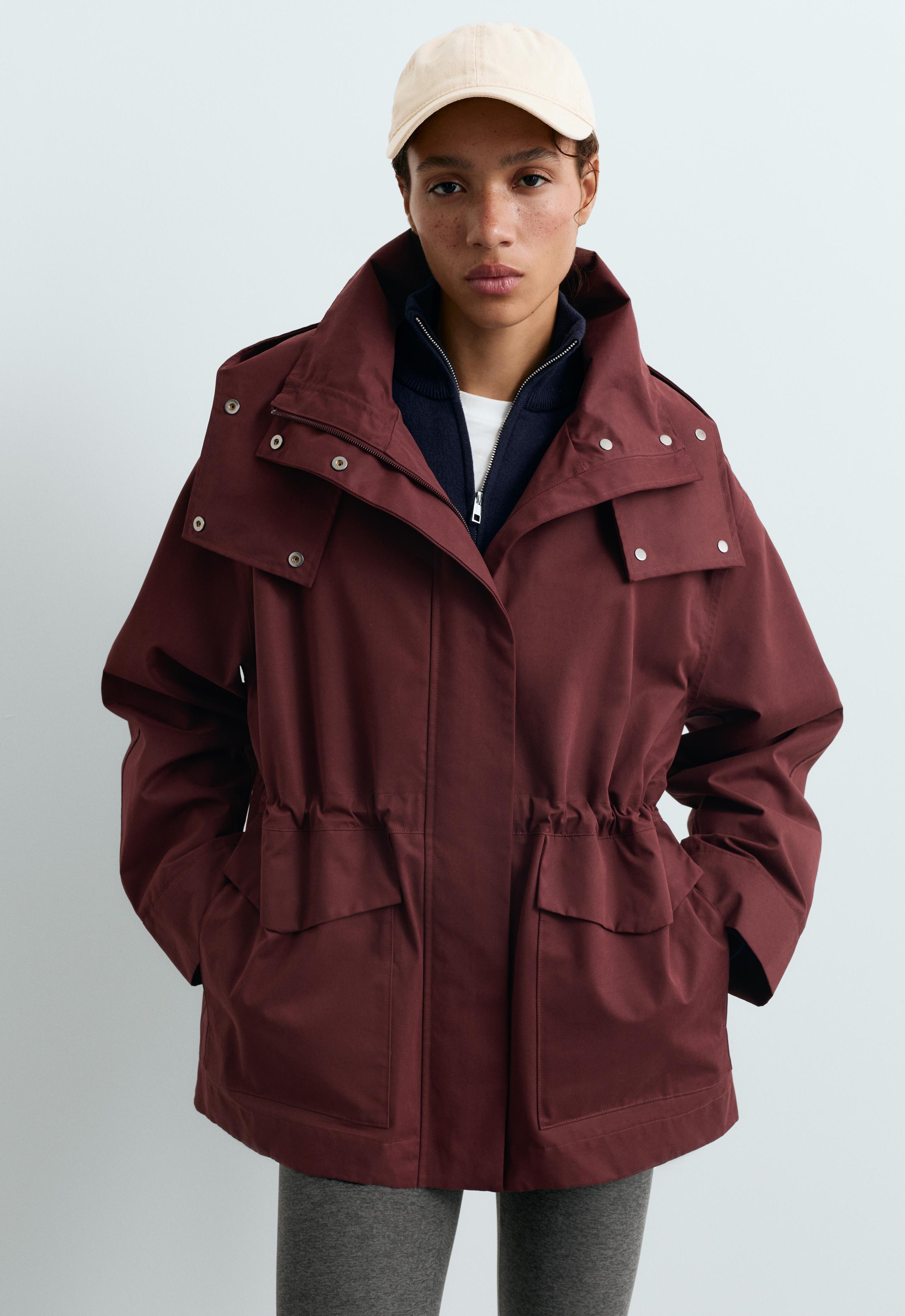 A-line cotton 10k waterproof jacket - MAROON