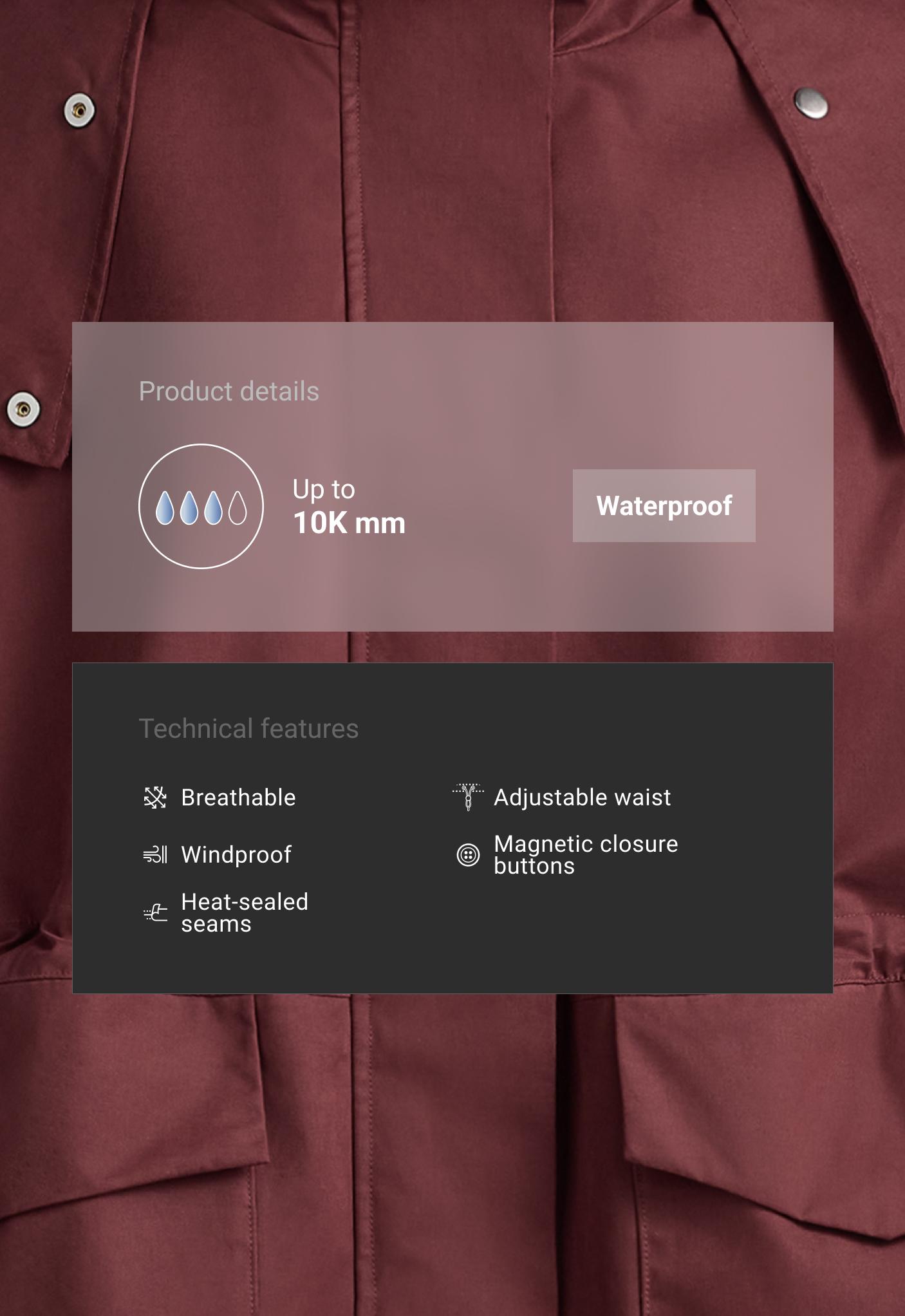 A-line 10k waterproof cotton jacket - MAROON