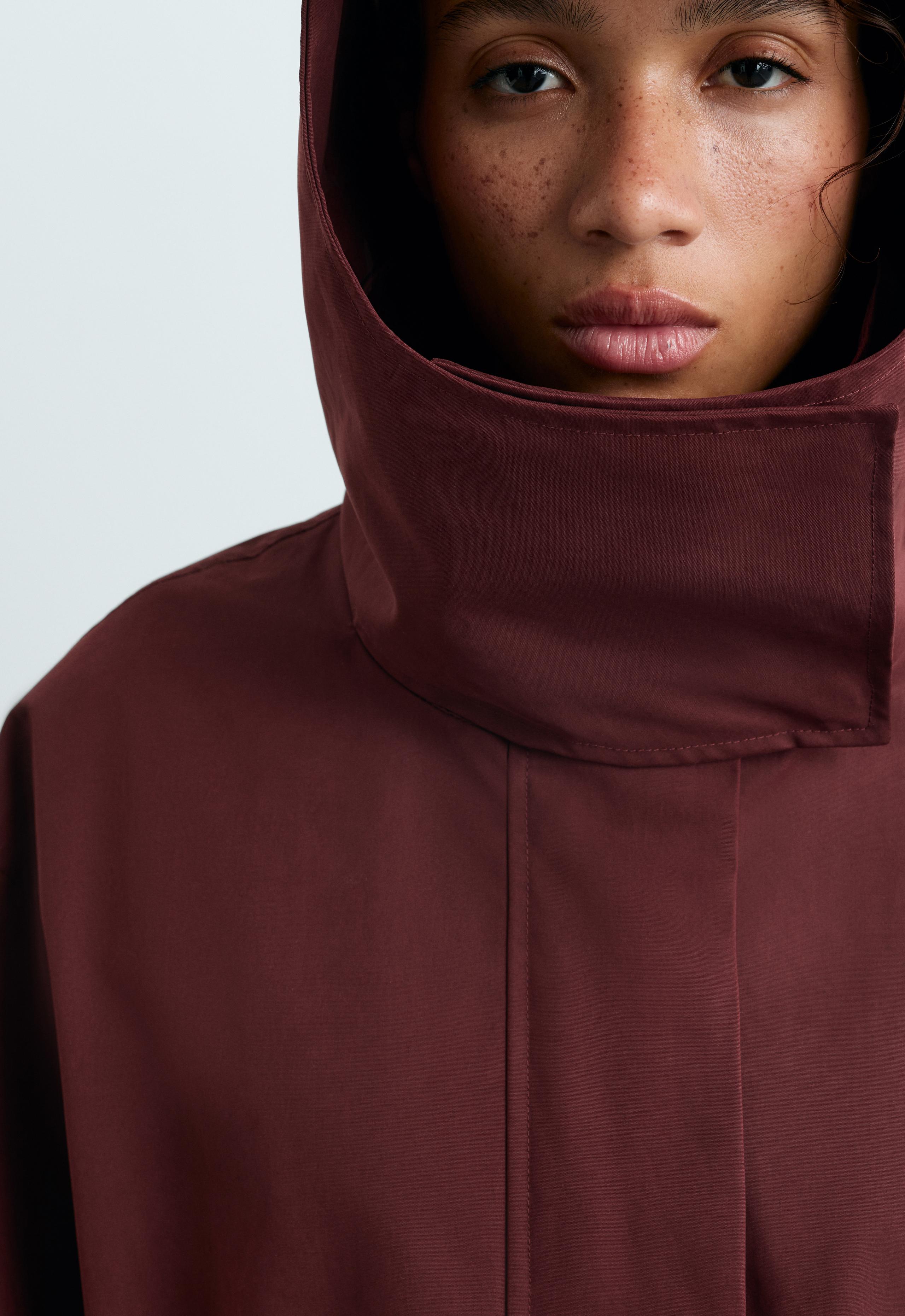 A-line cotton 10k waterproof jacket - MAROON