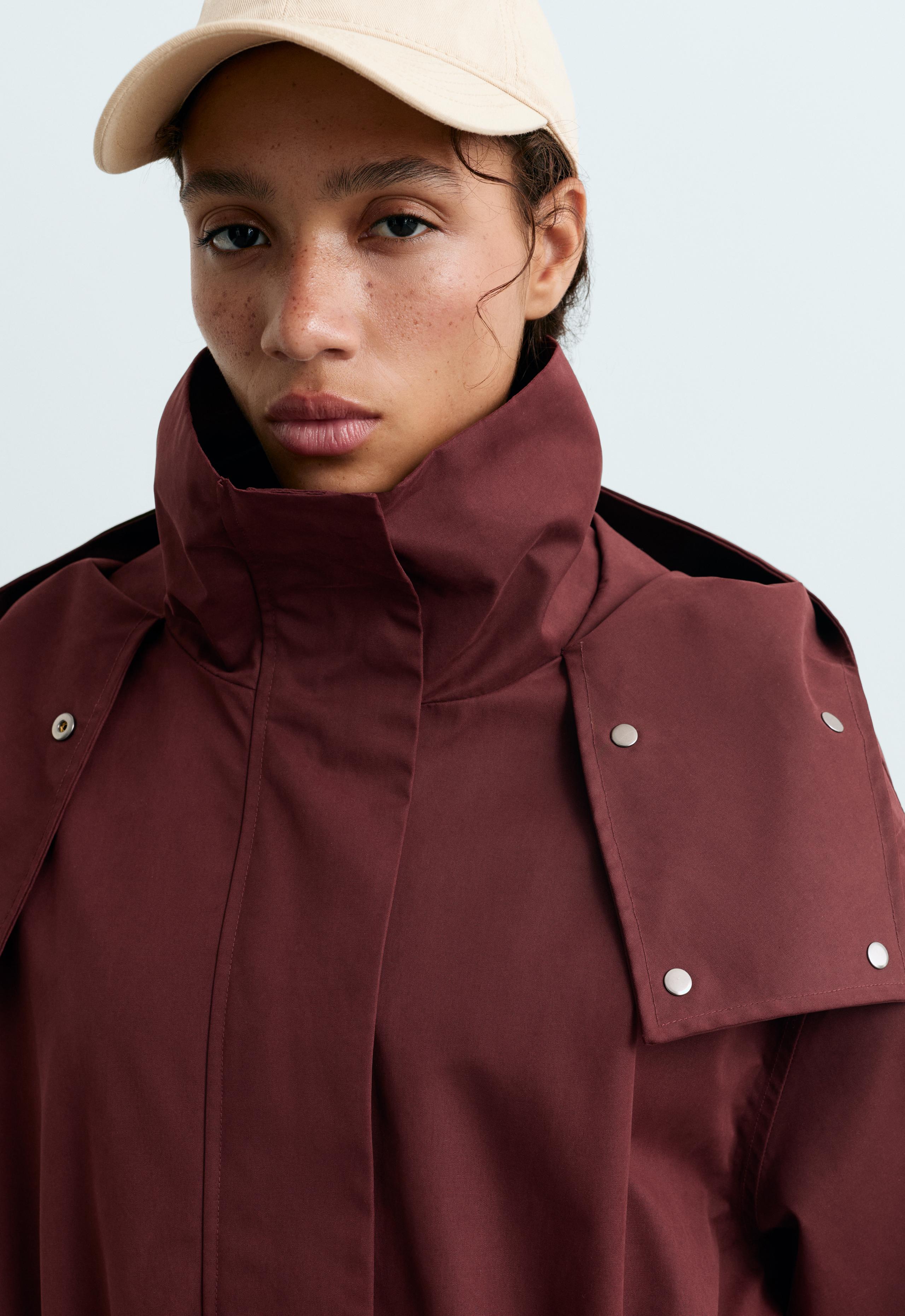 A-line cotton 10k waterproof jacket - MAROON