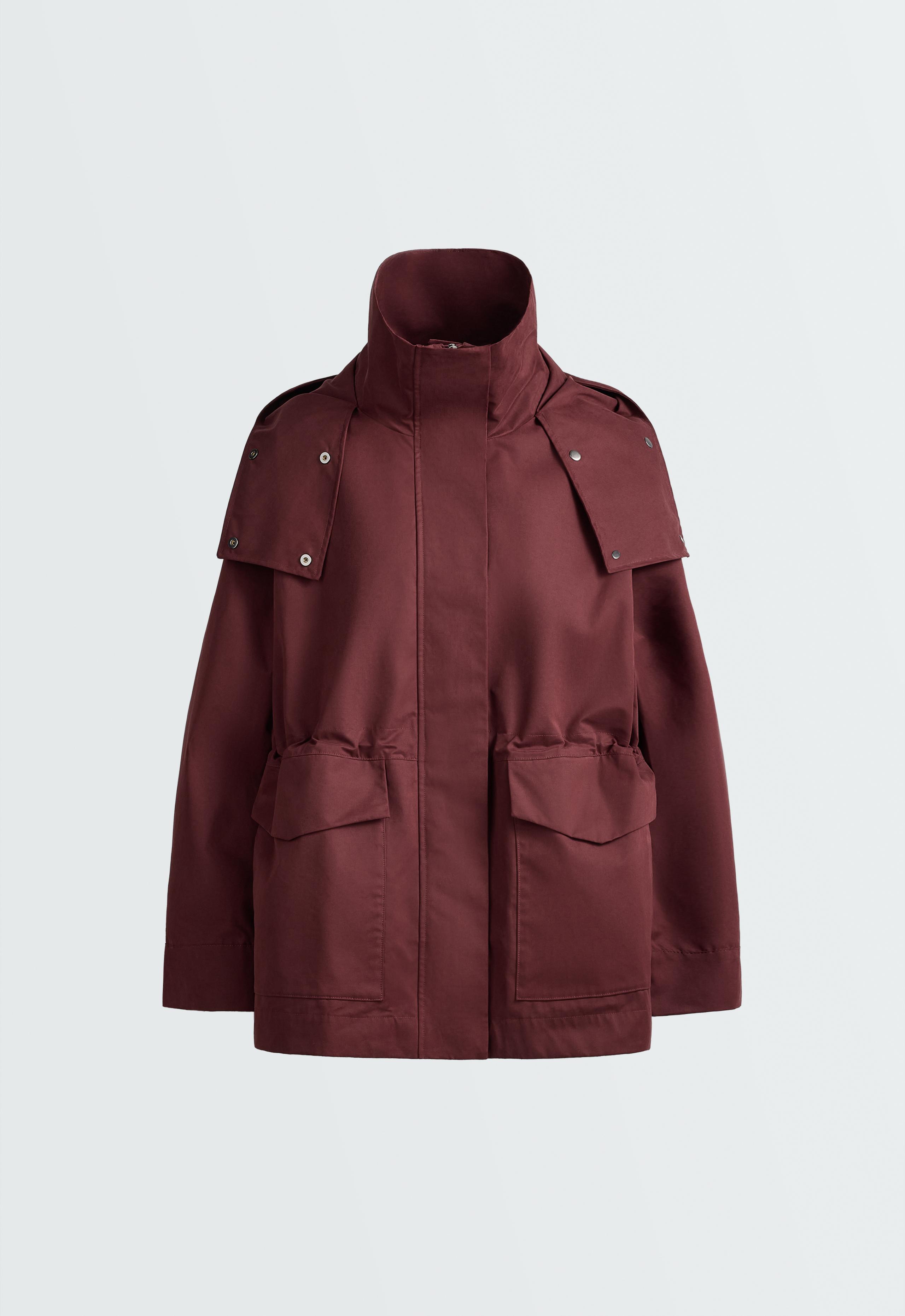 A-line cotton 10k waterproof jacket - MAROON