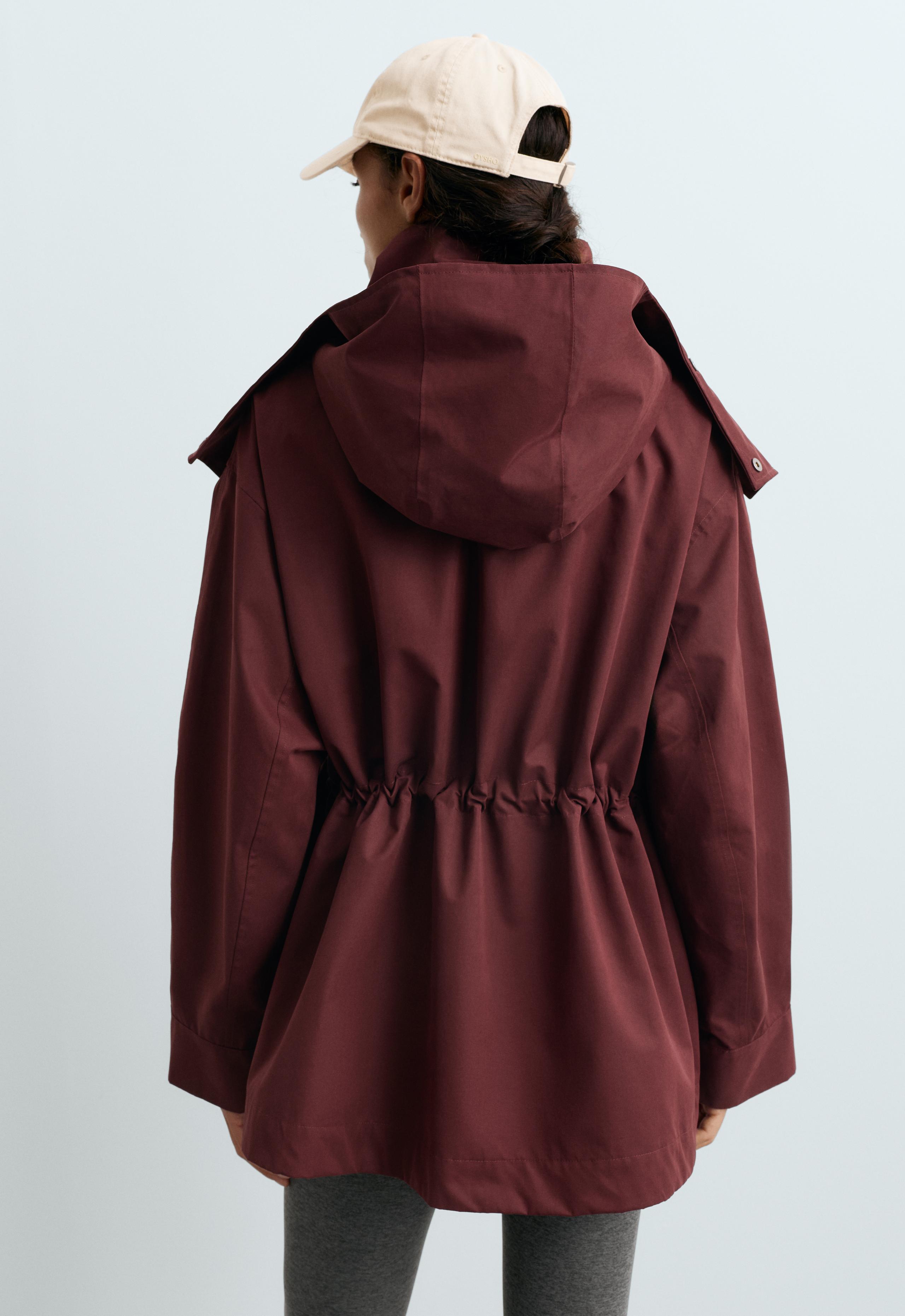 A-line cotton 10k waterproof jacket - MAROON
