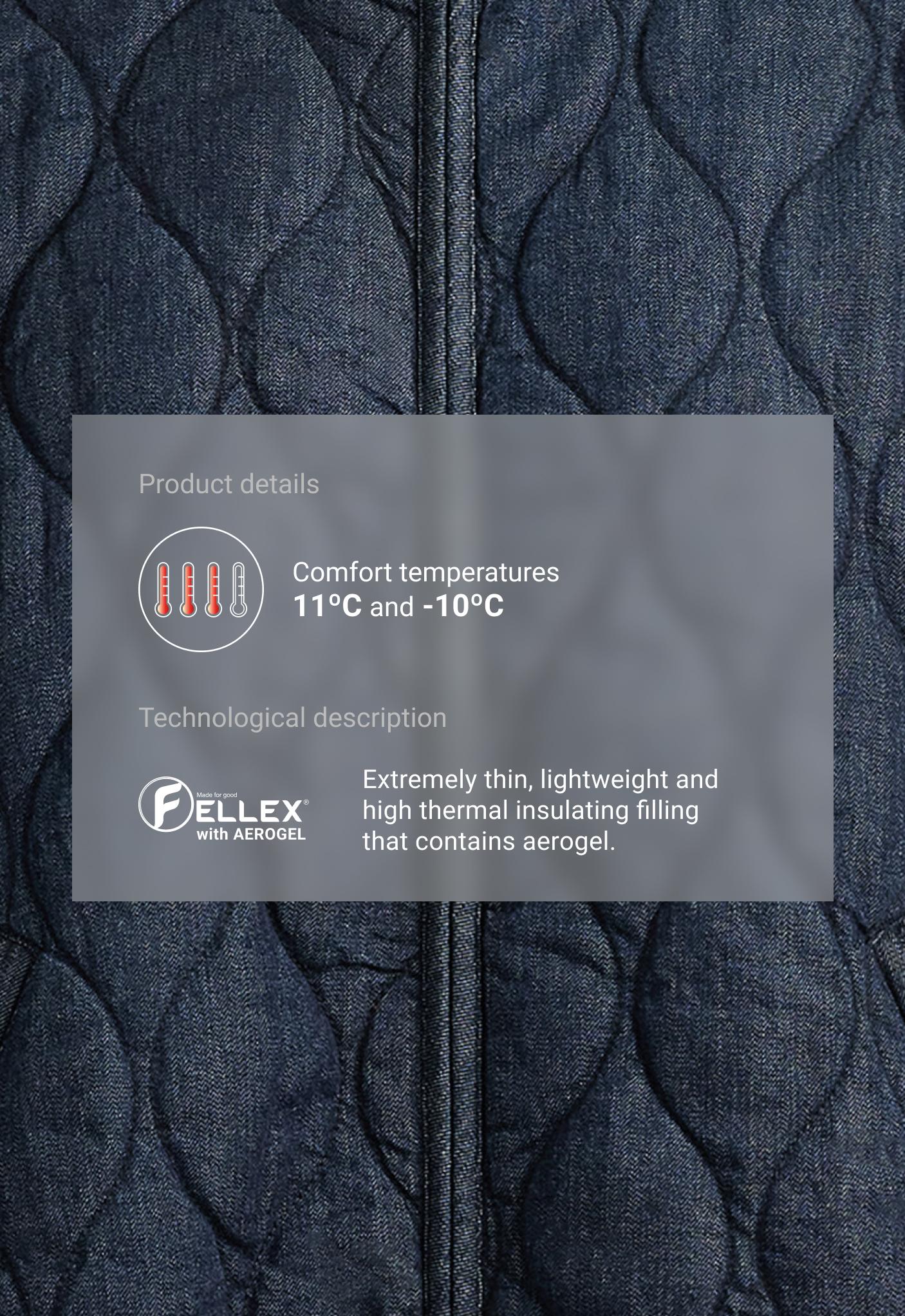 FELLEX® AEROGEL padded boxy denim-effect jacket - MID DENIM