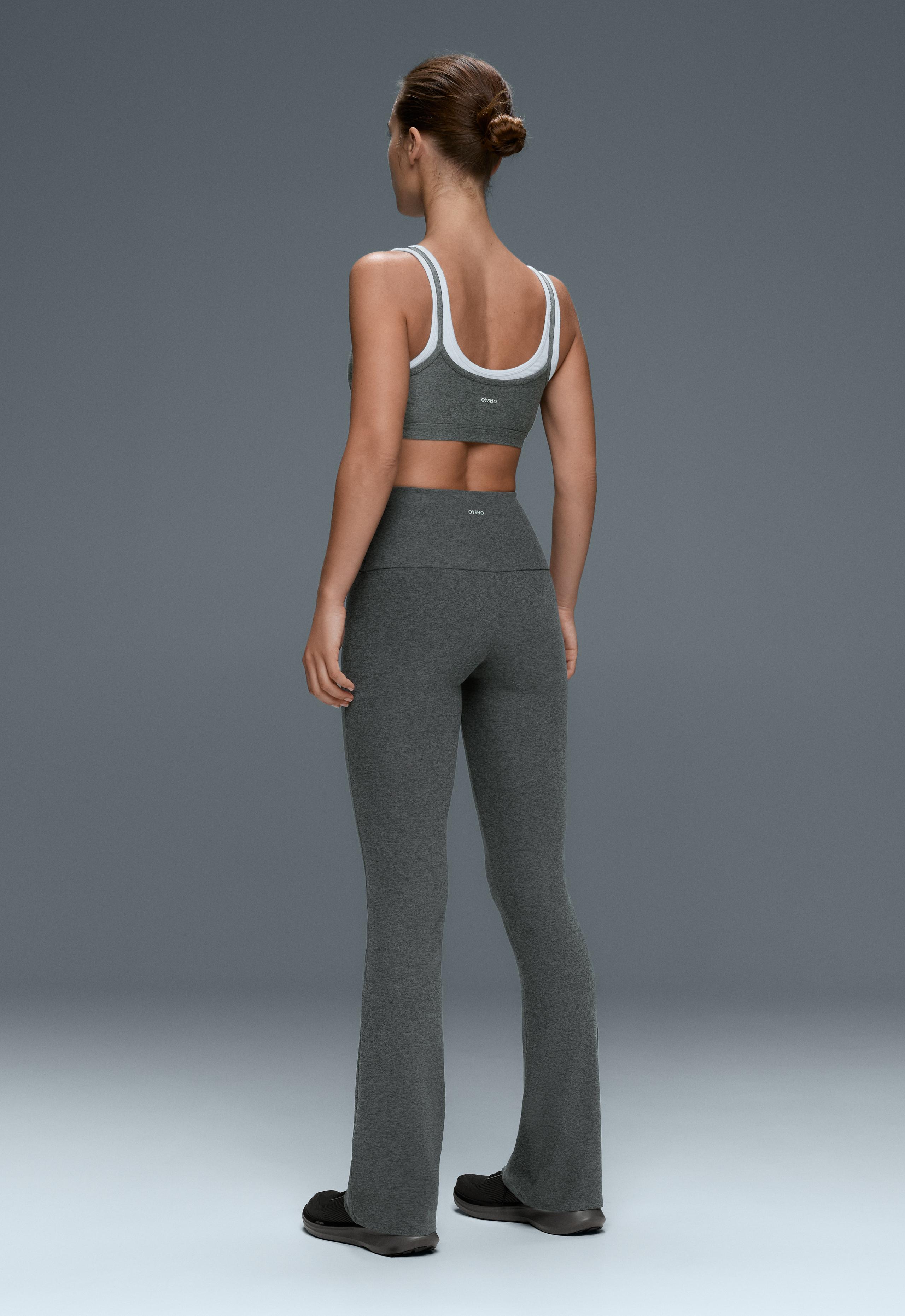High-rise Comfortlux flare trousers - DARK GREY MELANGE