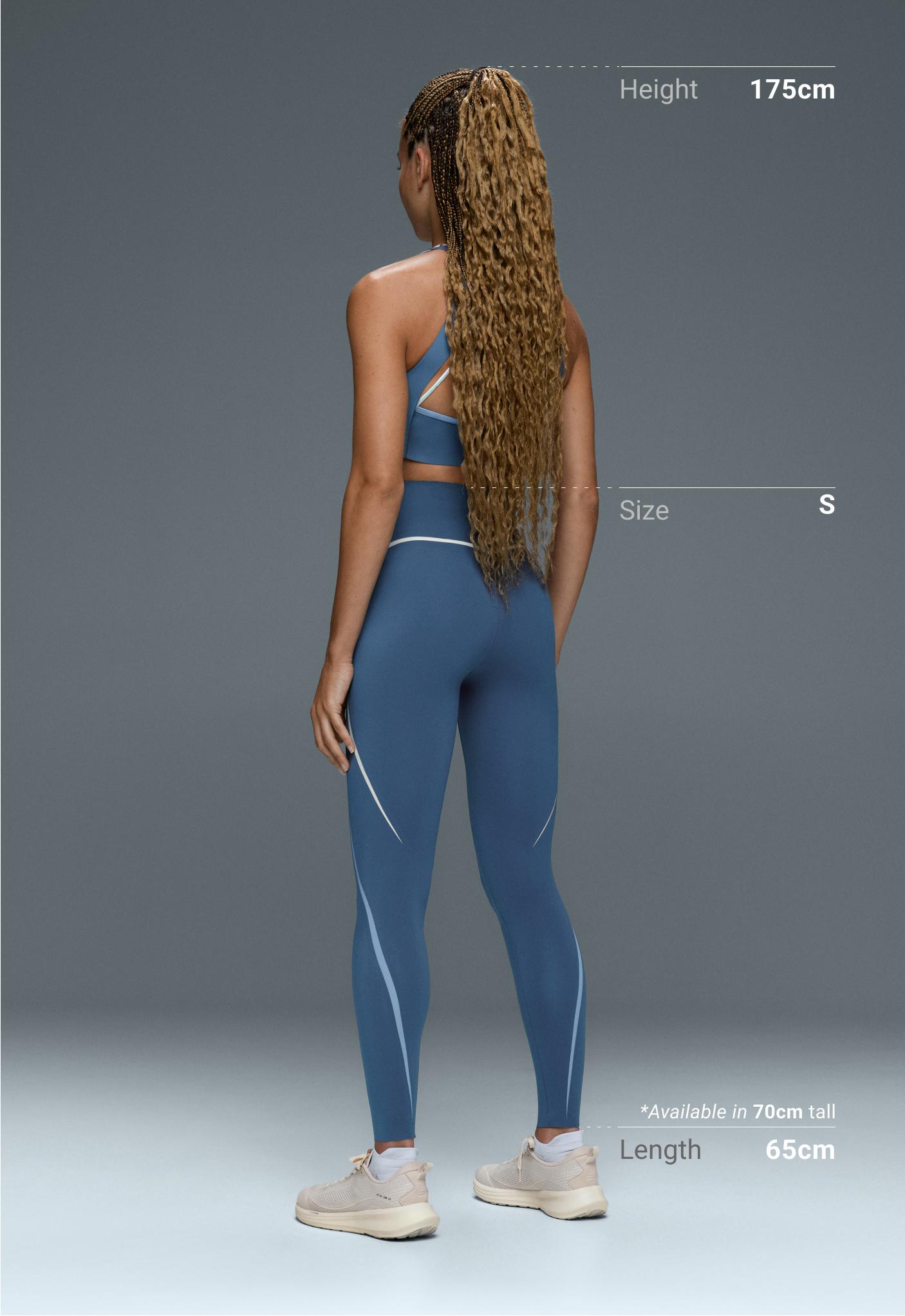 Compressive core control high-rise ankle-length leggings with lines - MID GREY-BLUE