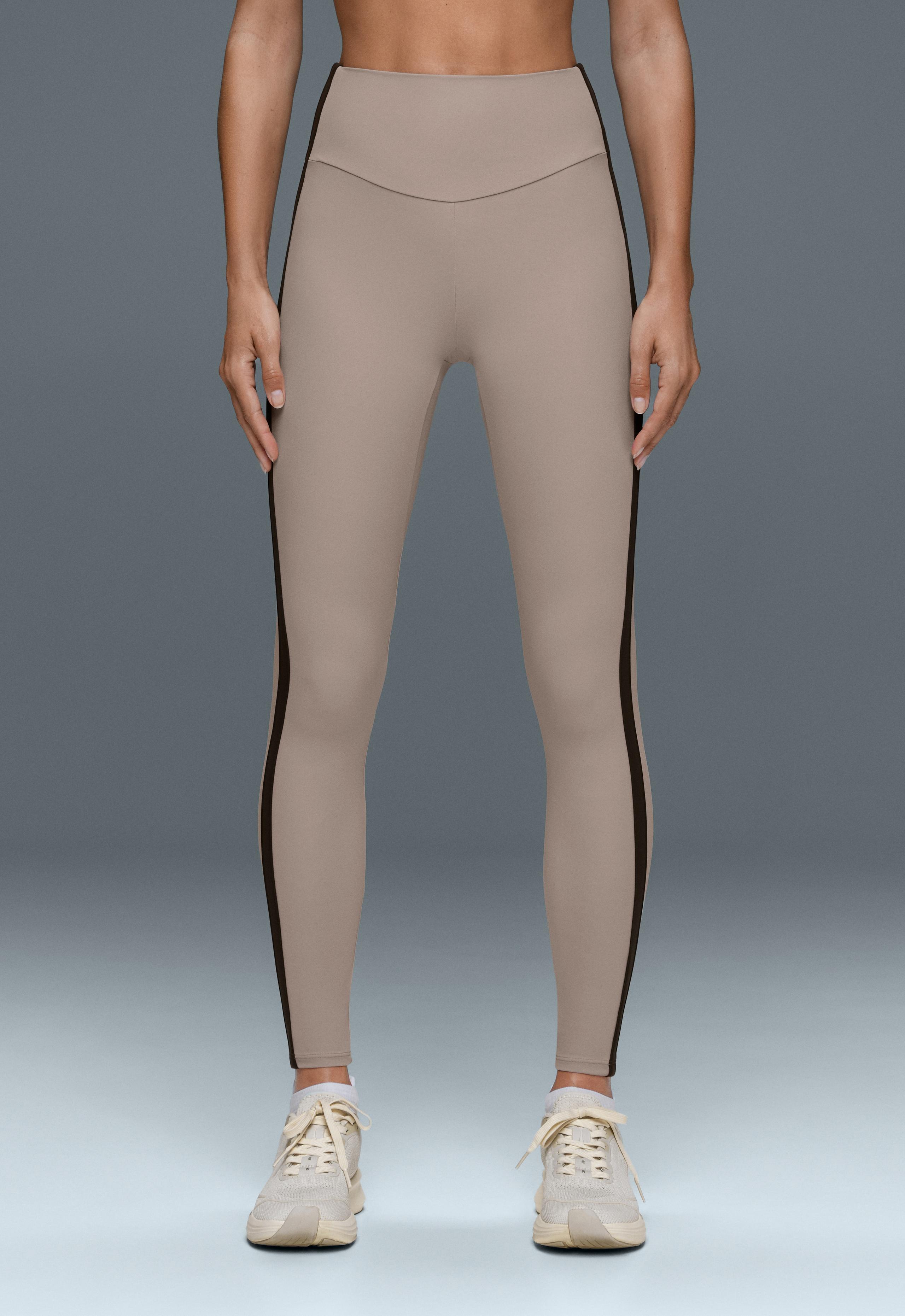 Comfortlux high-rise ankle-length leggings with contrast detail - LIGHT STONE