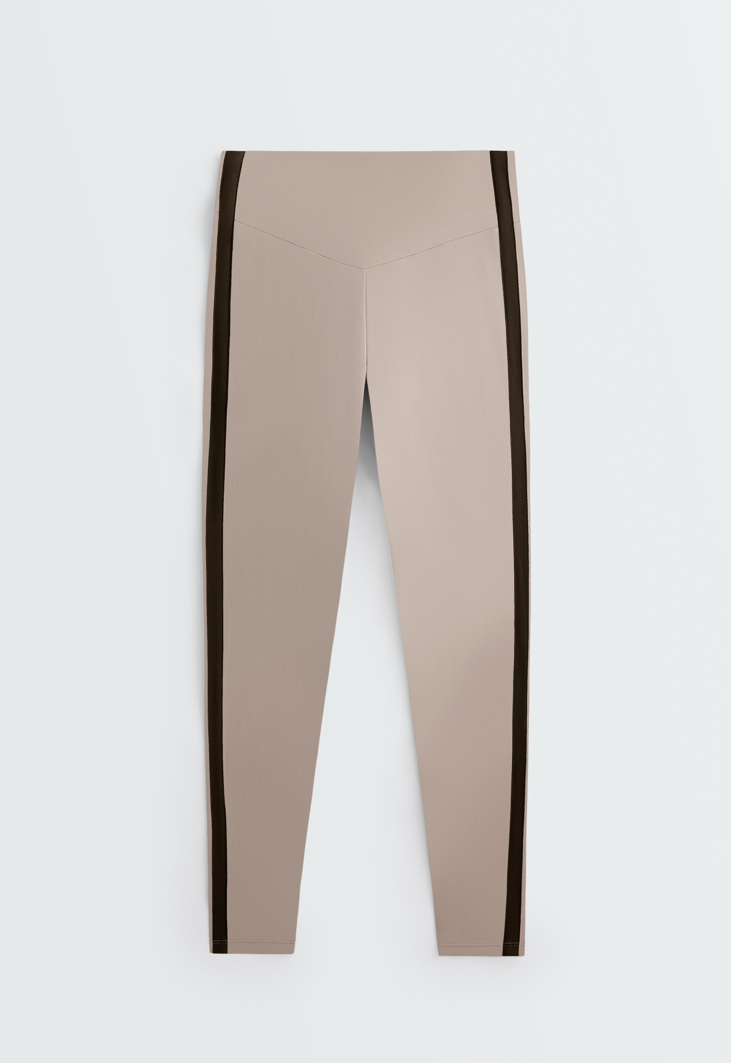 Comfortlux high-rise ankle-length leggings with contrast detail - LIGHT STONE