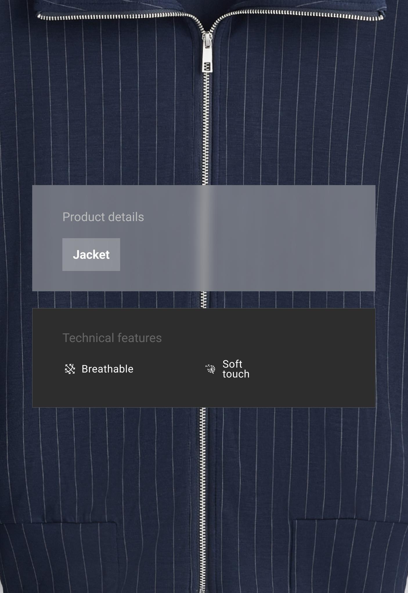 Pinstripe boxy jacket with modal - NAVY BLUE