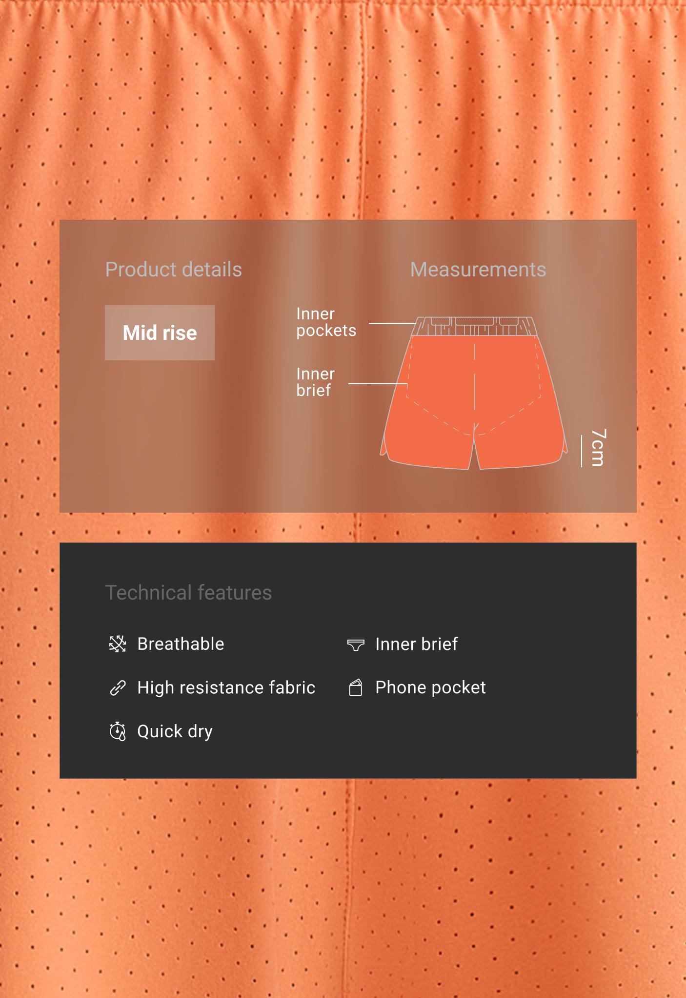 Technical Shorts Mid rise 7cm - WASHED ORANGE