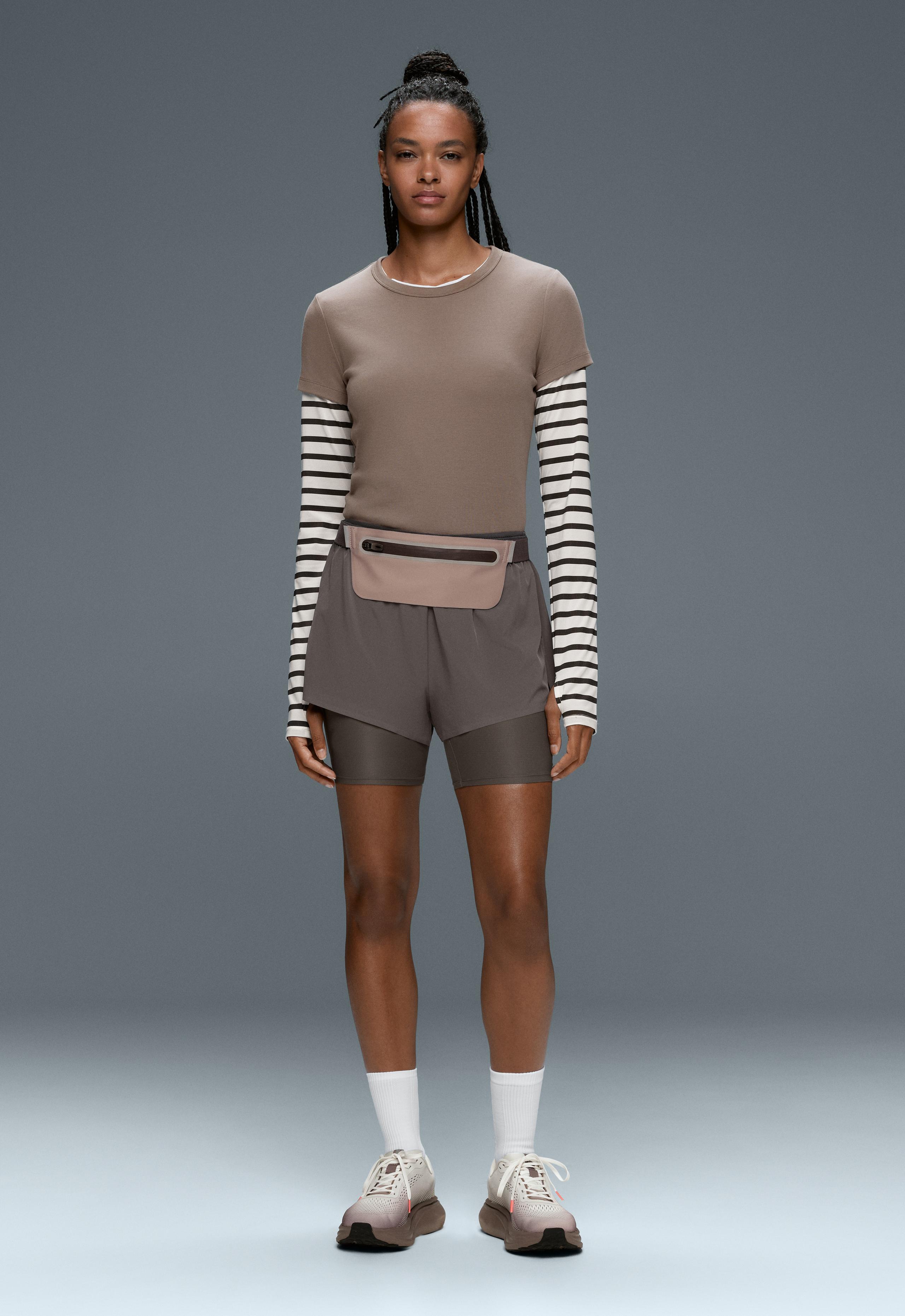 Technical mid rise 2-in-1 shorts - CHARCOAL GREY