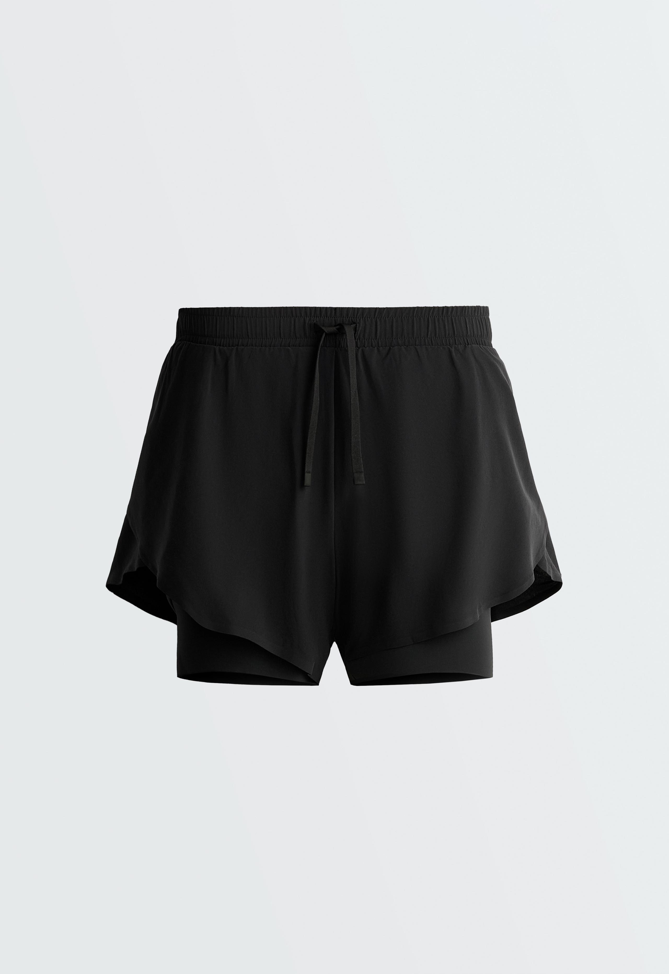 Light Touch mid rise 2-in-1 shorts - BLACK