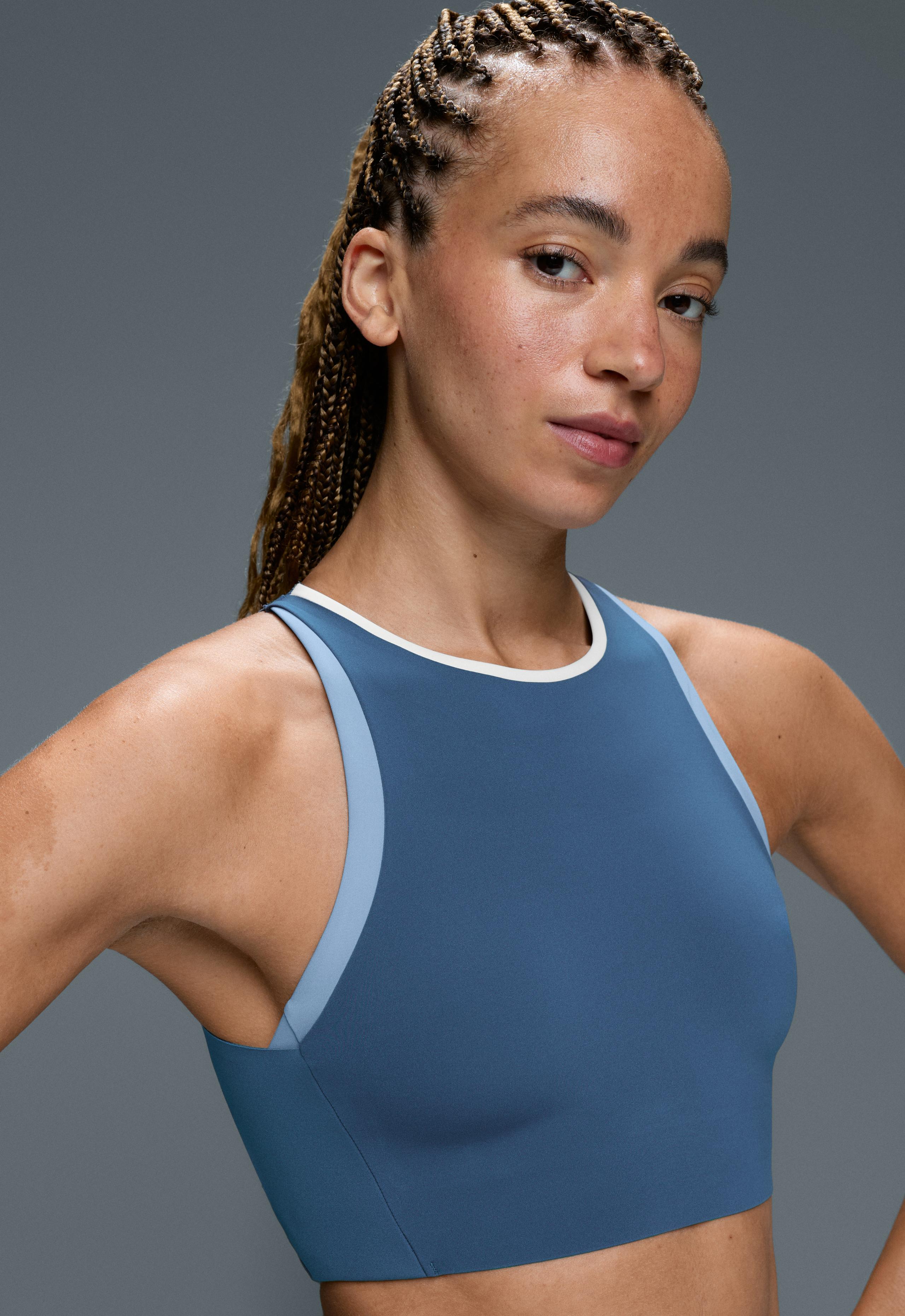 Compressive block tank top - MID GREY-BLUE