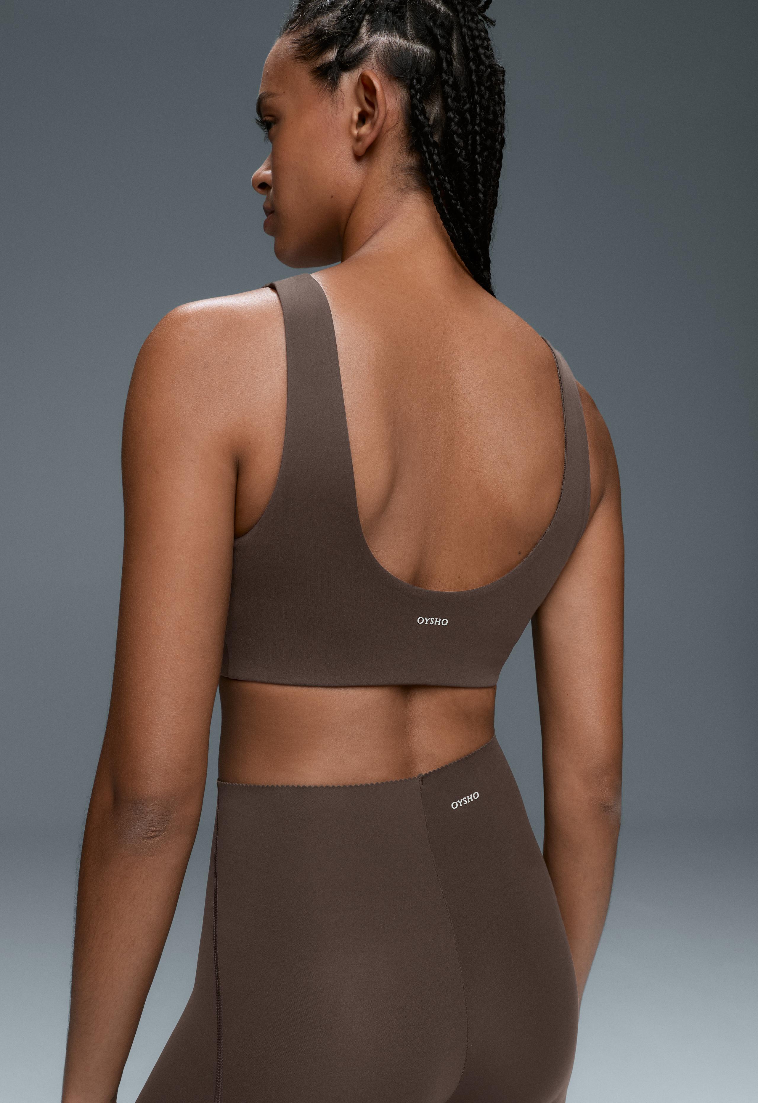 Compressive sports bra, medium support - BROWN