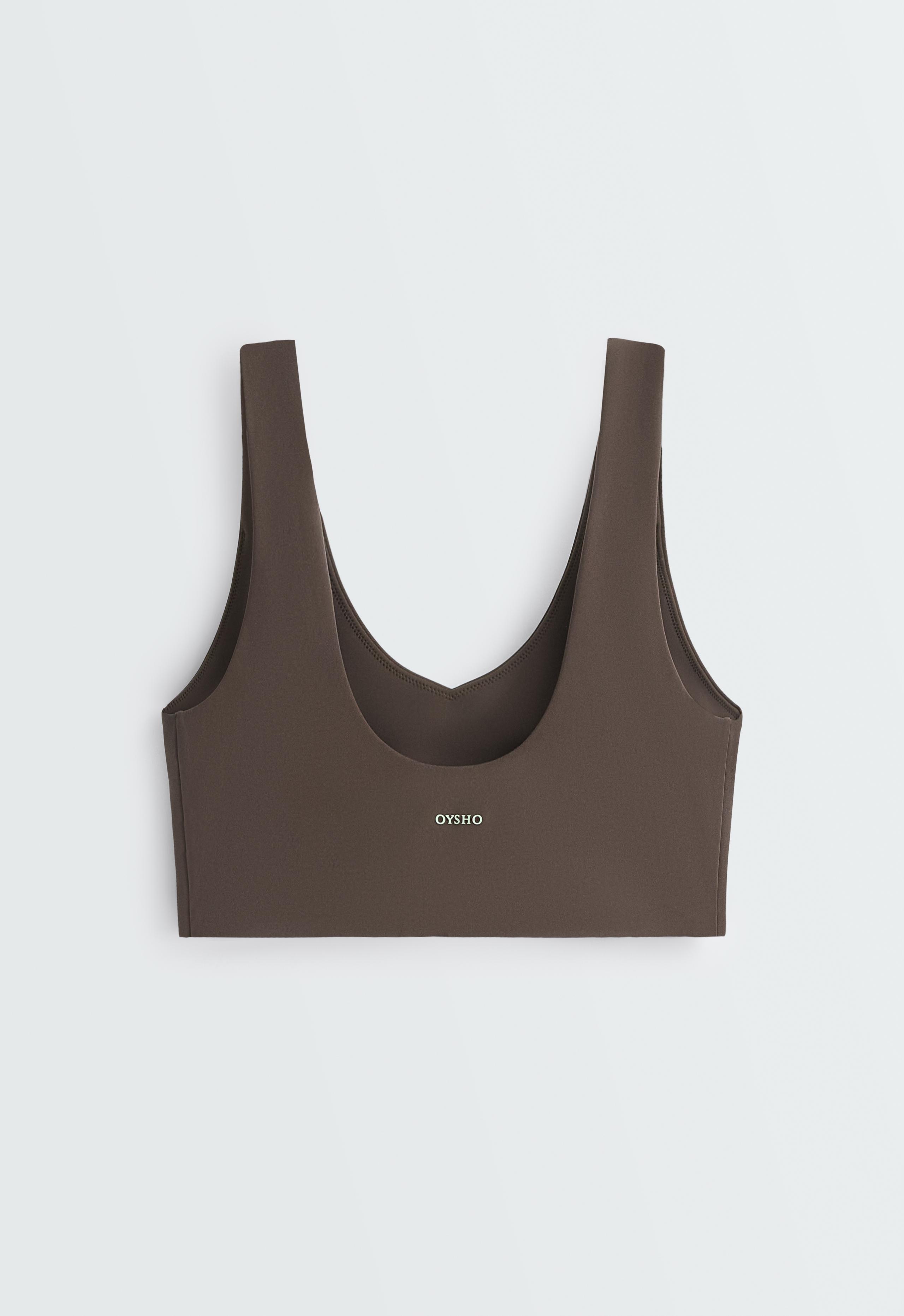 Compressive sports bra, medium support - BROWN
