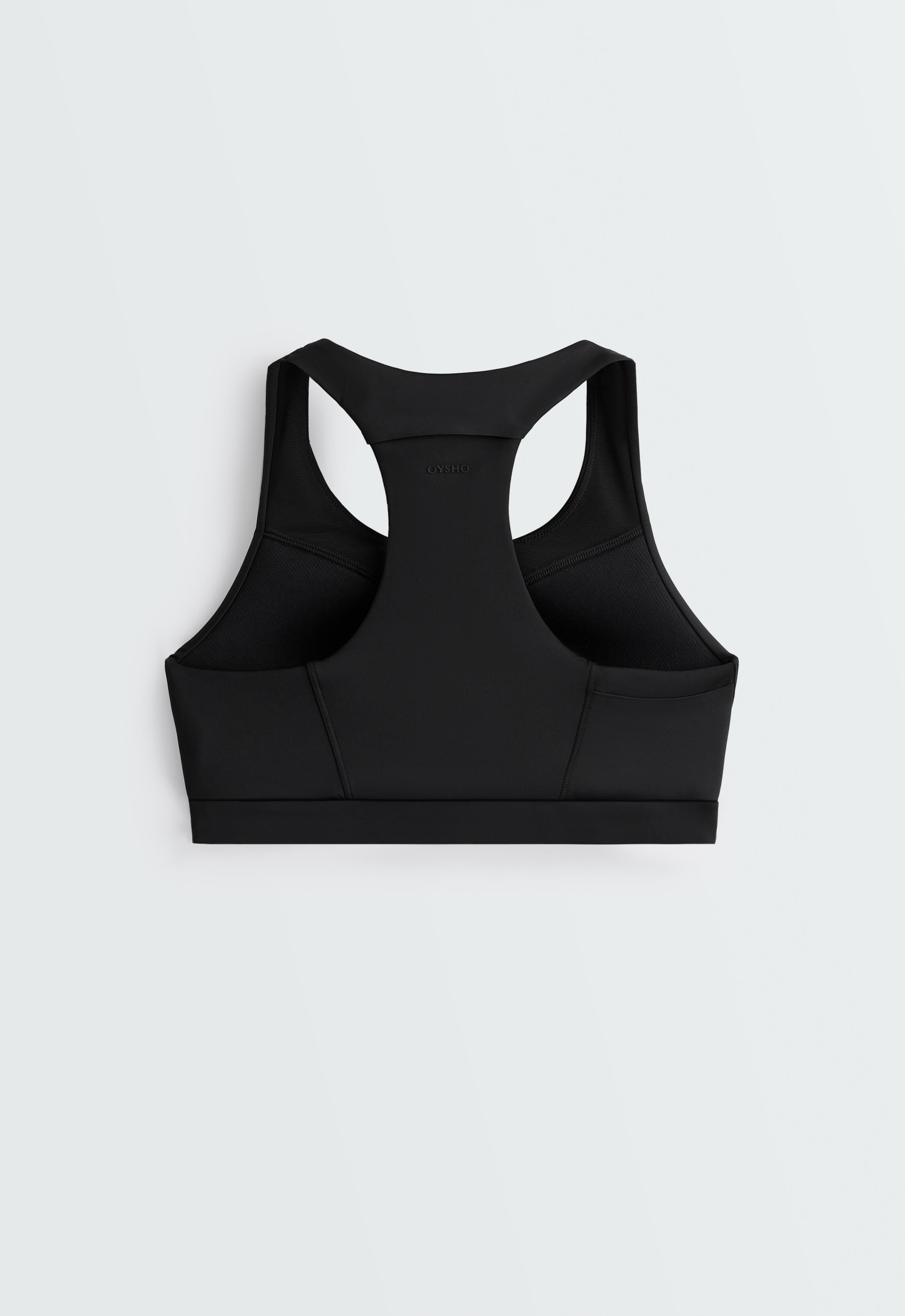 Rapid Dry sports bra, medium support, pockets - BLACK