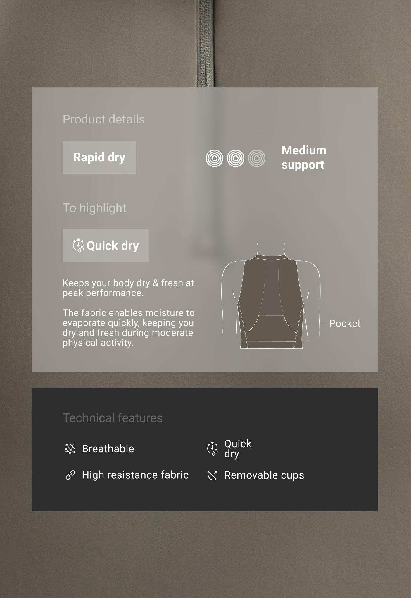 Rapid Dry Top Tank top with pockets - CHARCOAL GREY
