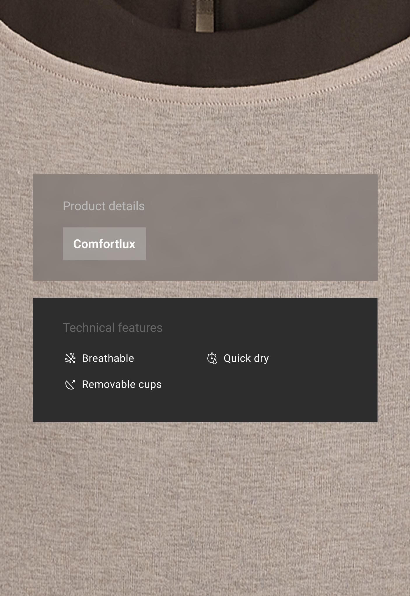 Comfortlux contrast overlay tank top - LIGHT STONE