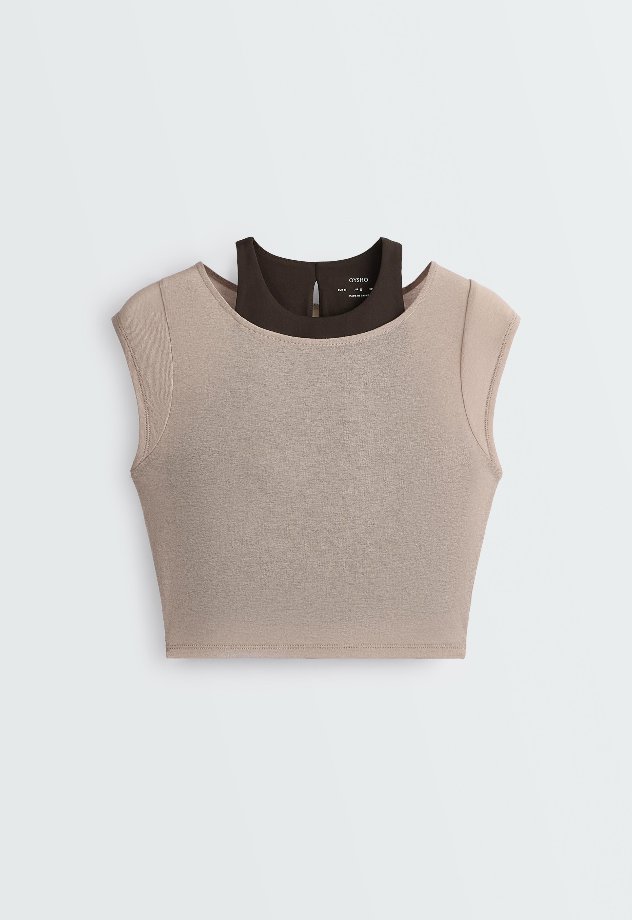 Comfortlux contrast overlay tank top - LIGHT STONE