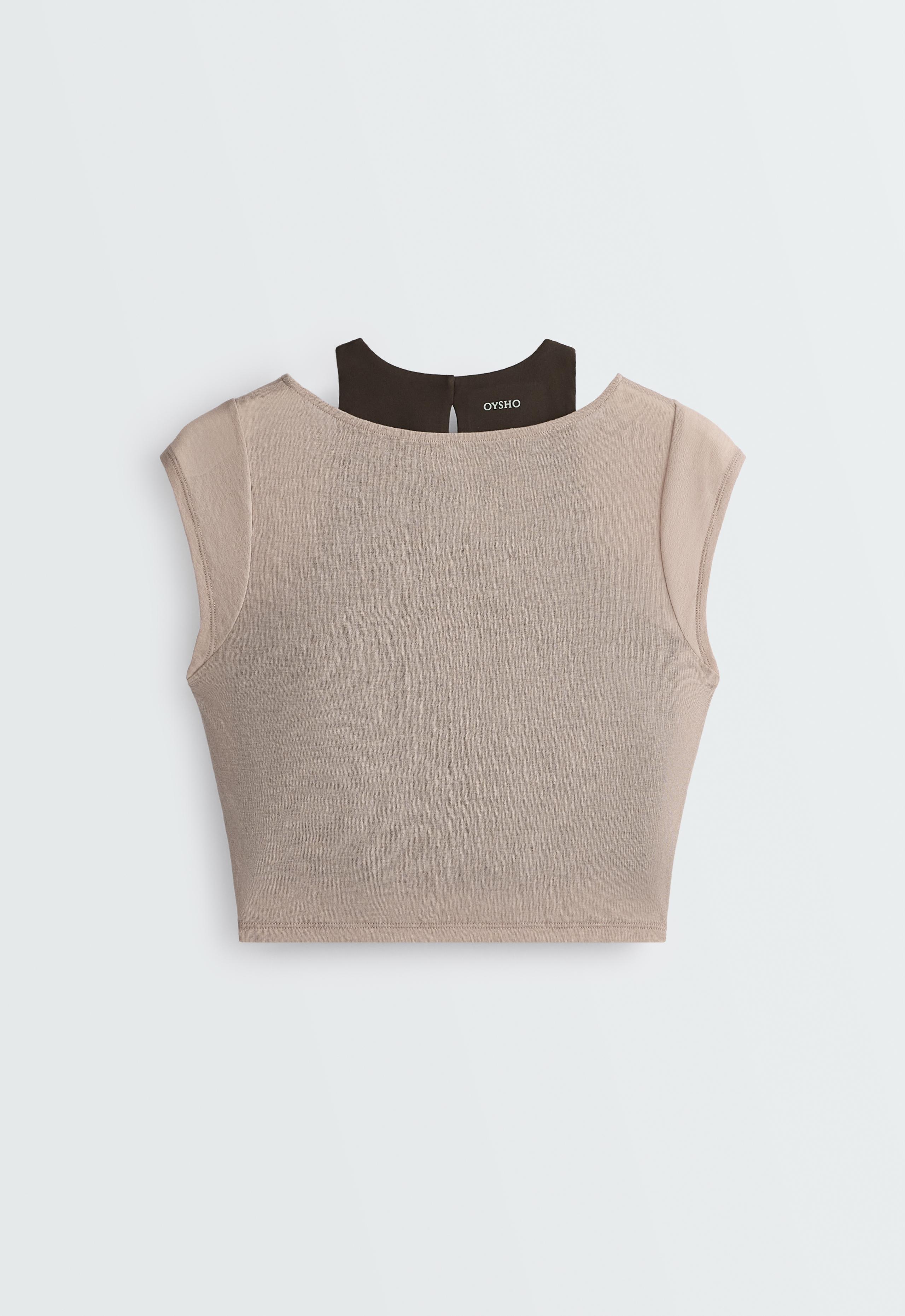Comfortlux contrast overlay tank top - LIGHT STONE