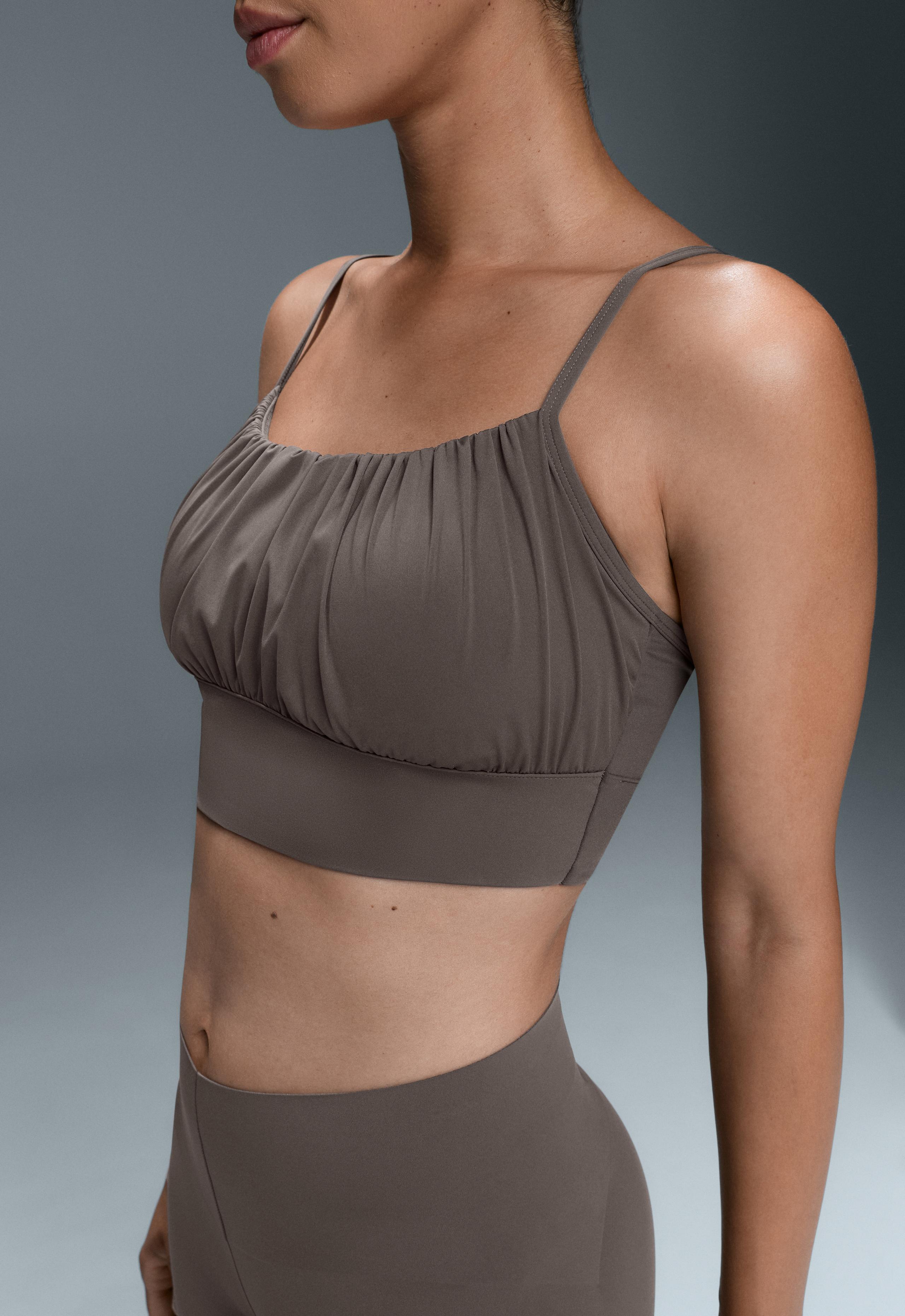 Gathered Light Touch tank top - BROWN-KHAKI