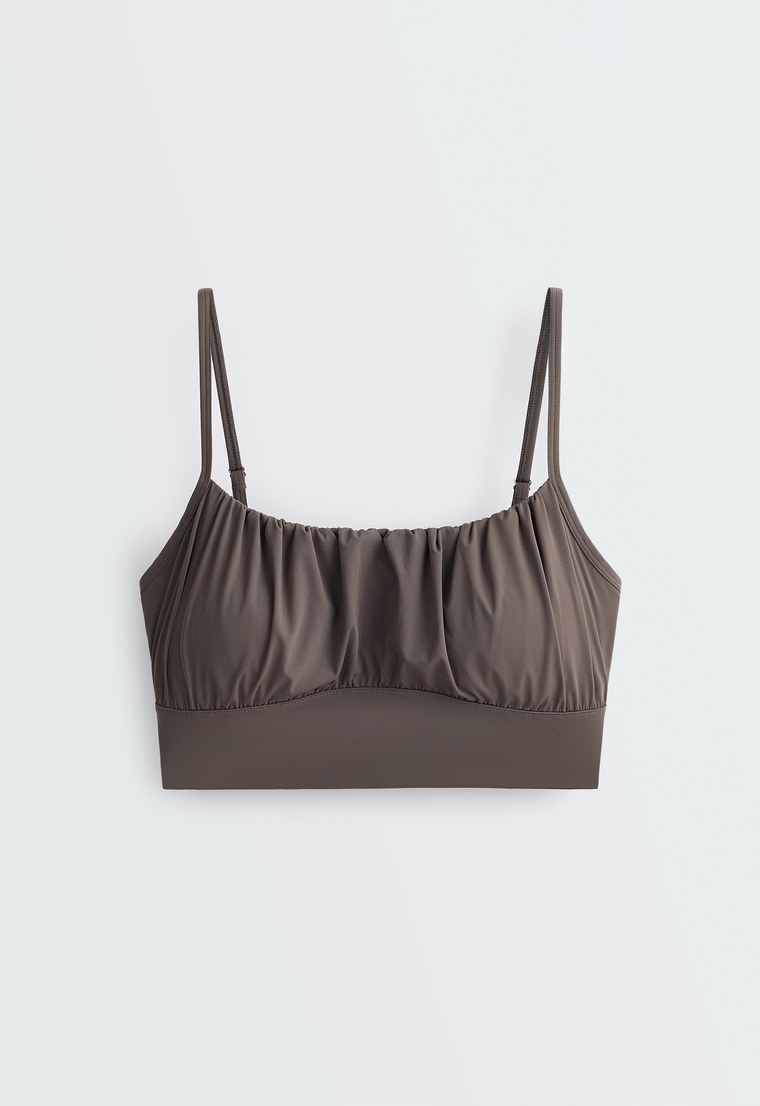 Gathered Light Touch tank top - BROWN-KHAKI